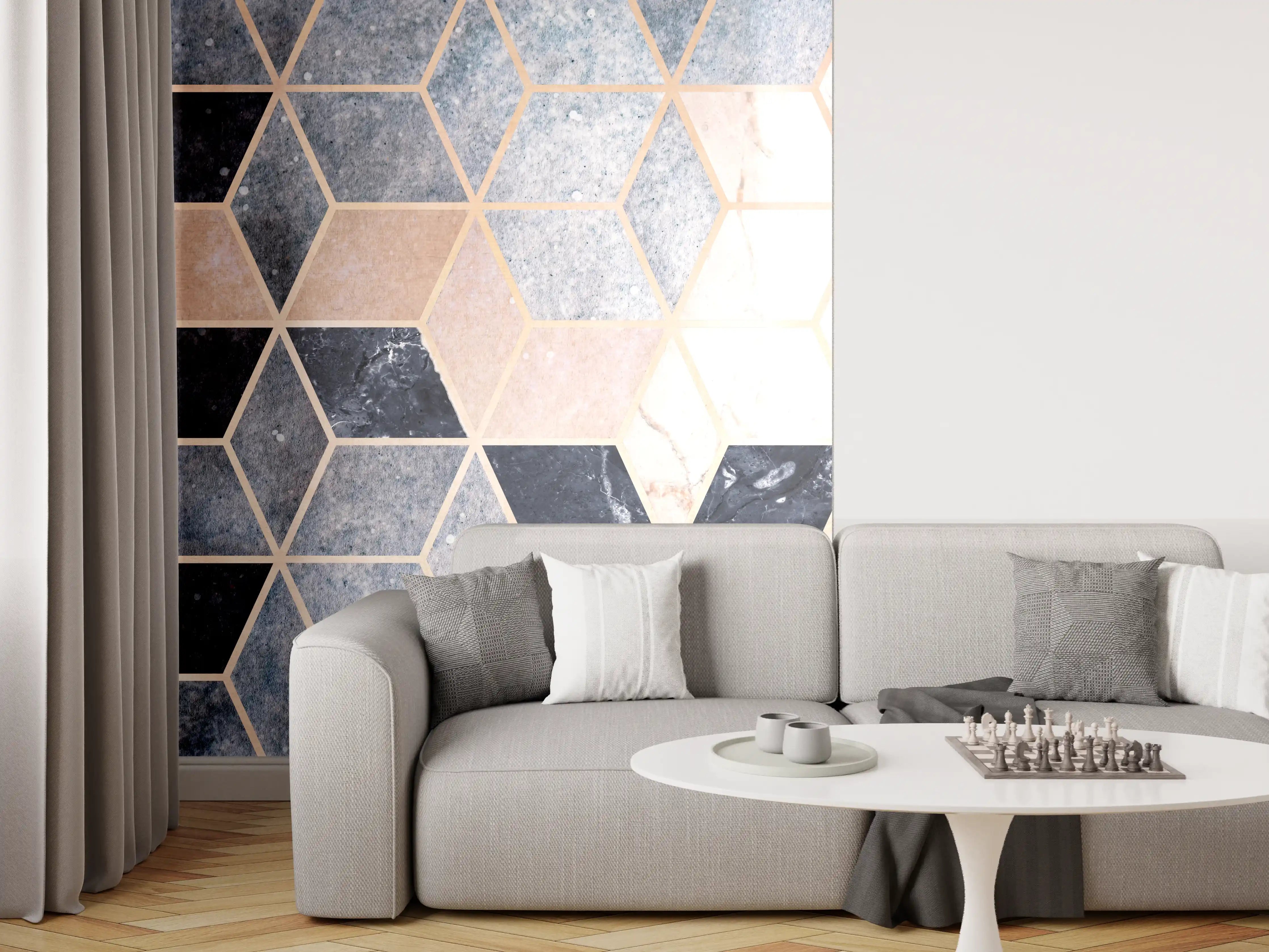 Wandverkleidung Wohnzimmer - Moderne Mosaikwand Optik
