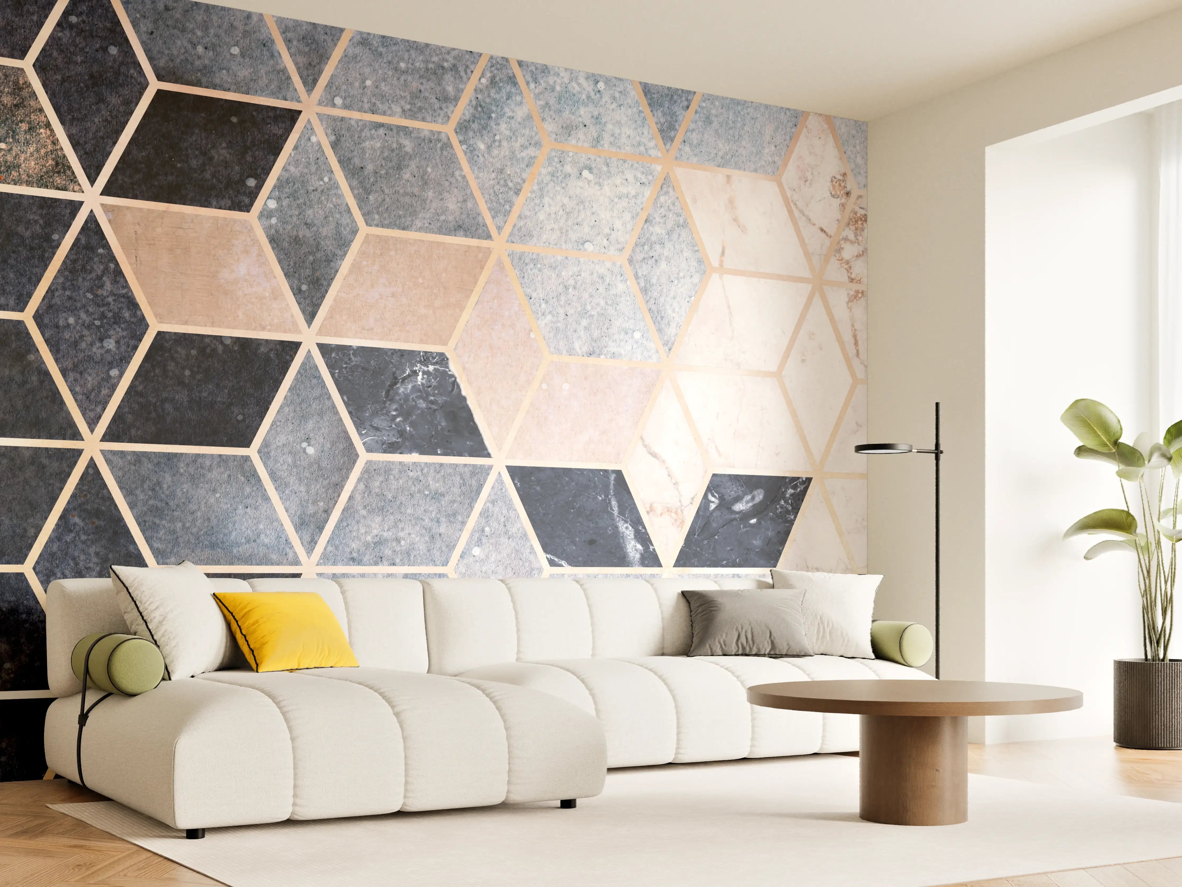 Wandverkleidung Wohnzimmer - Moderne Mosaikwand Optik