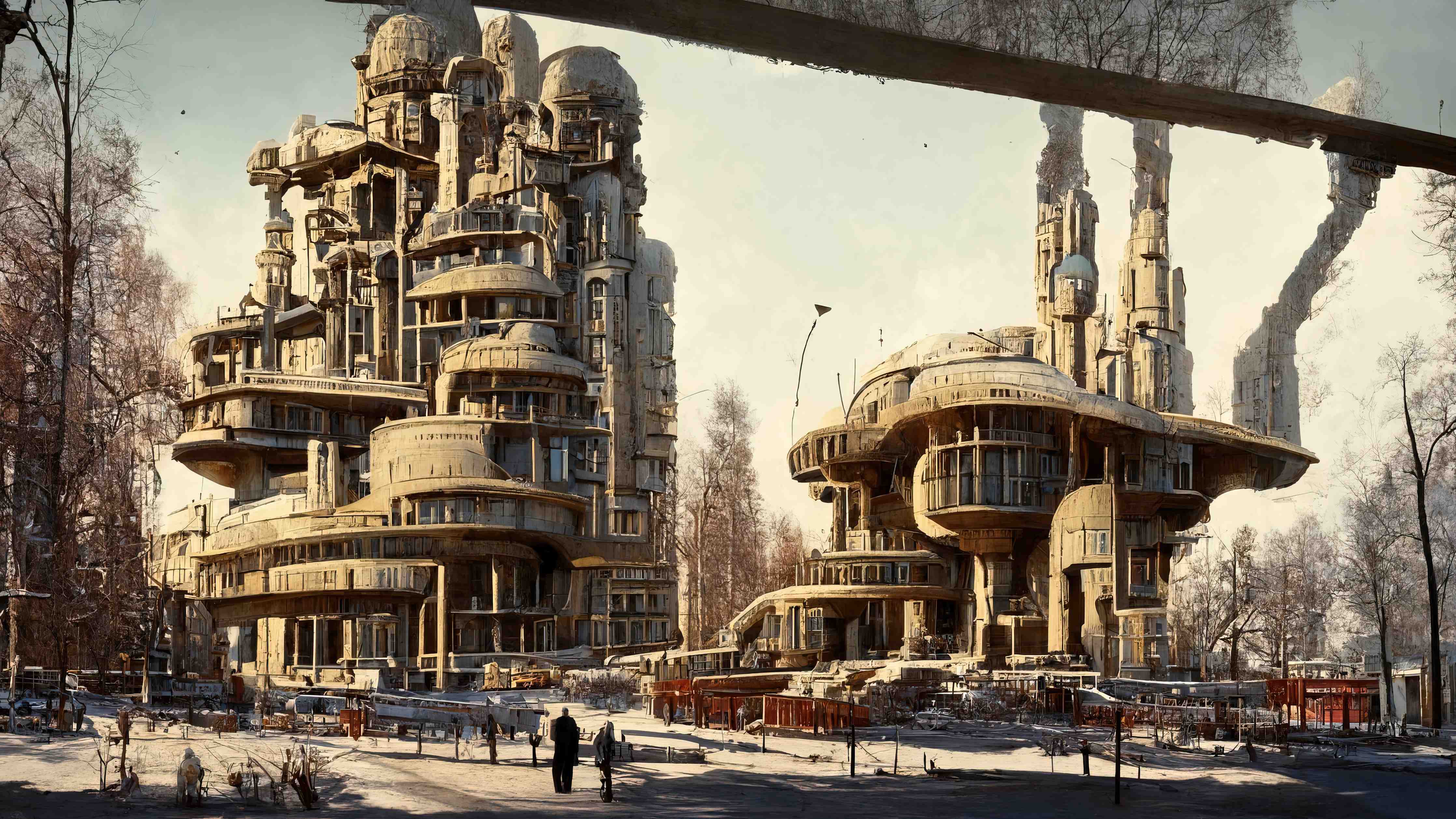 Wandverkleidung Wohnzimmer-Moderne Stadt in der Zukunft