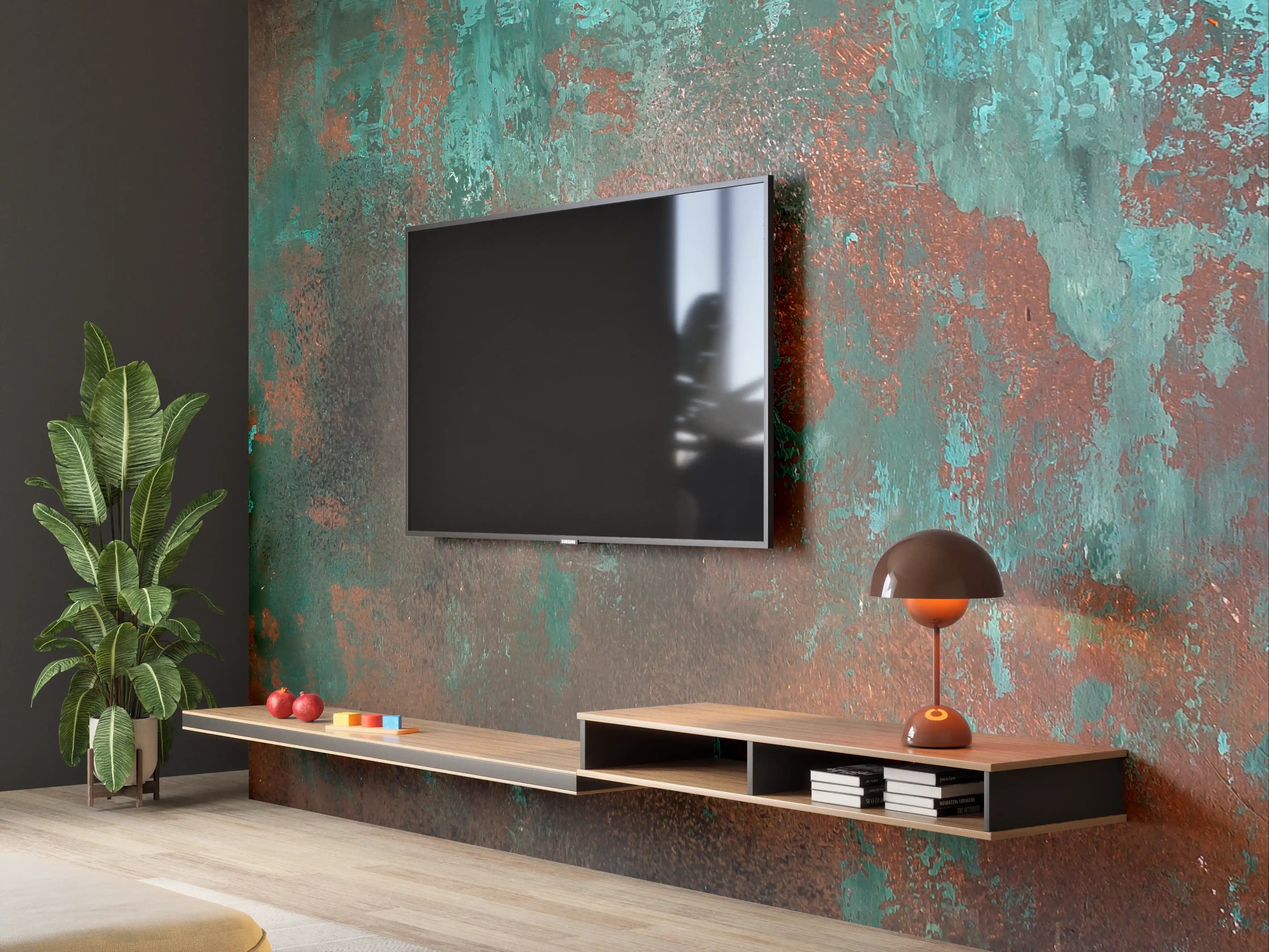 Wandverkleidung Wohnzimmer - Moderne Wandgestaltung mit Rost-Optik