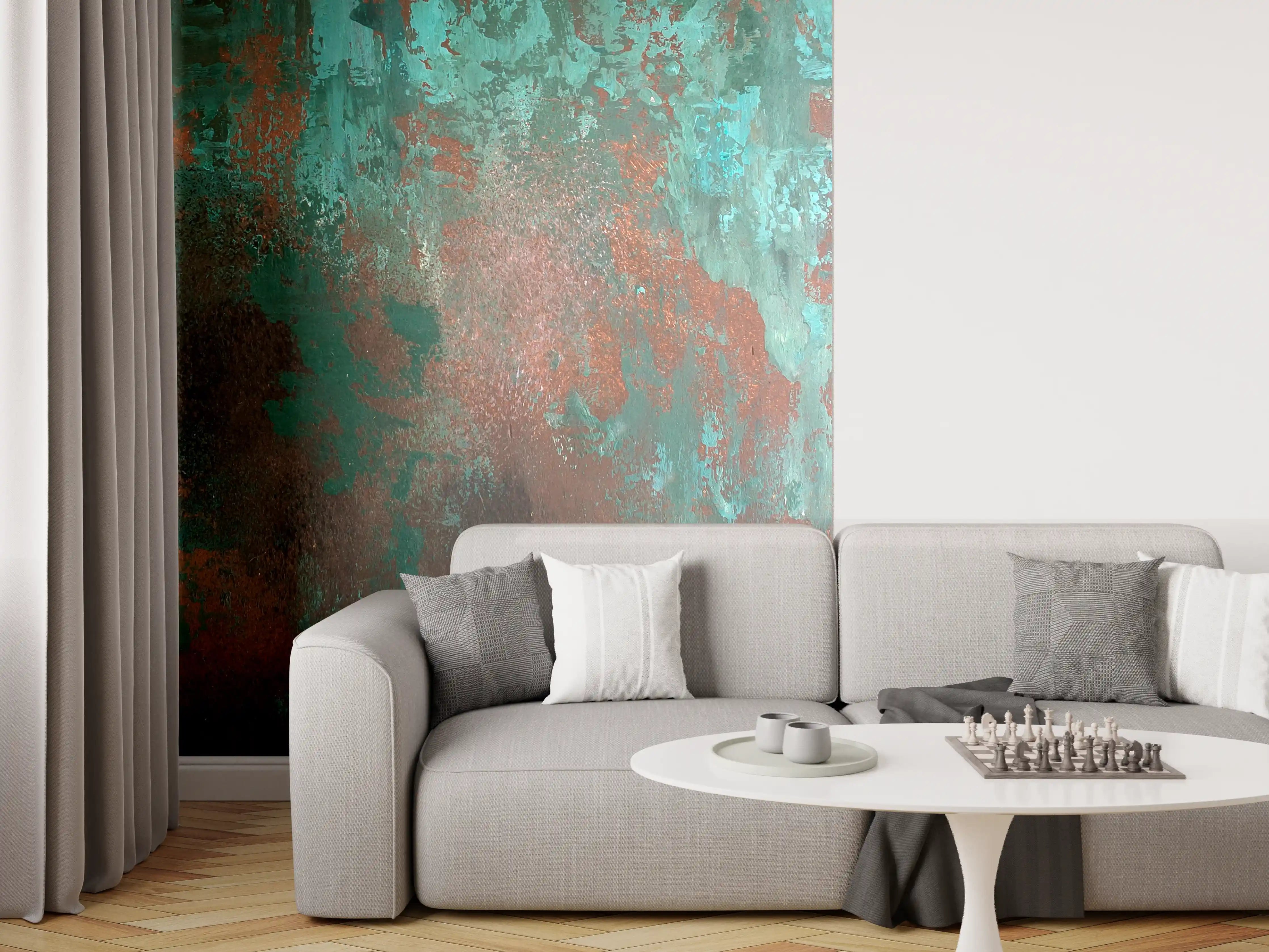 Wandverkleidung Wohnzimmer - Moderne Wandgestaltung mit Rost-Optik