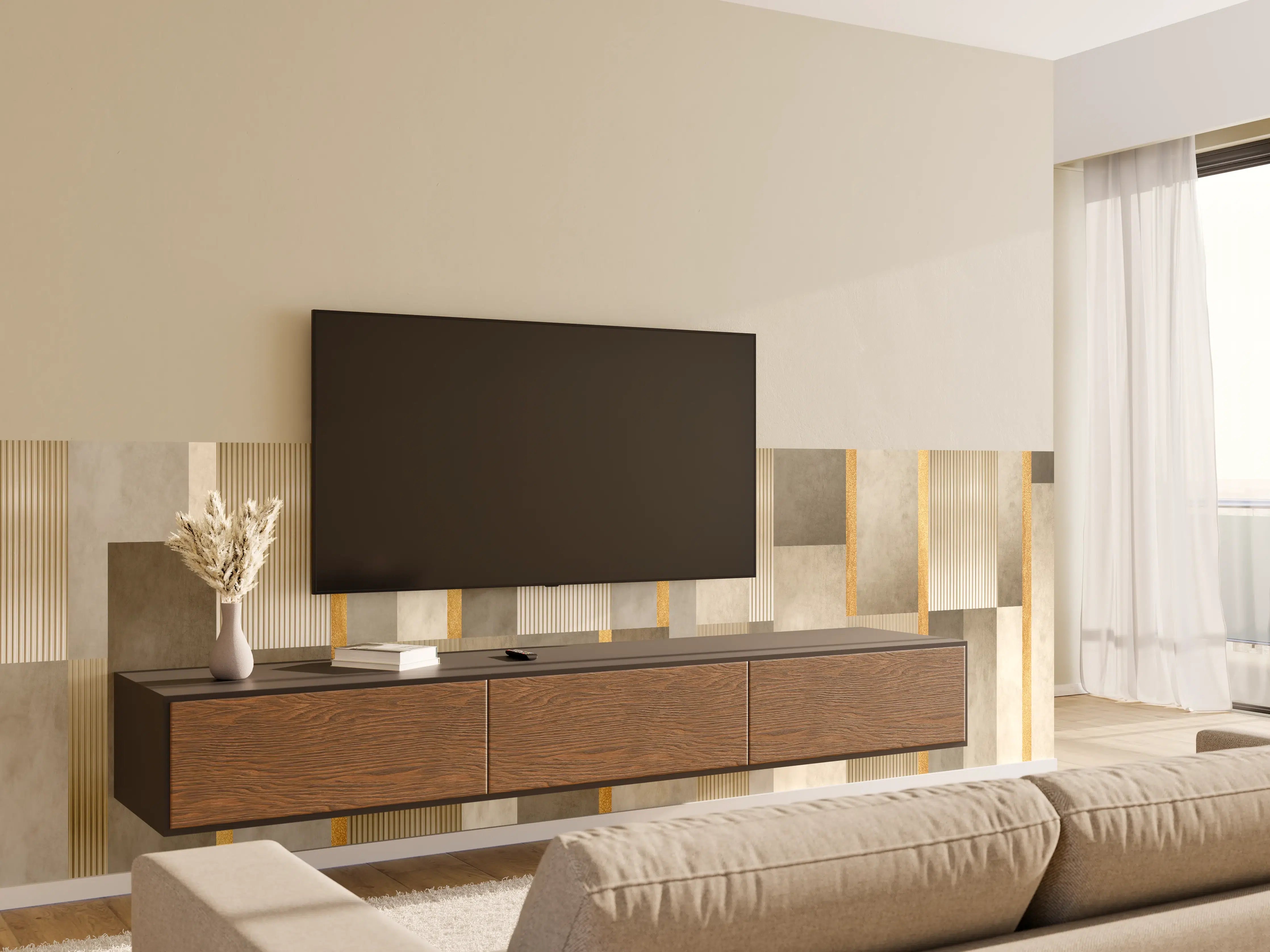 Wandverkleidung Wohnzimmer - Moderne Wandgestaltung mit abstrakten Mustern