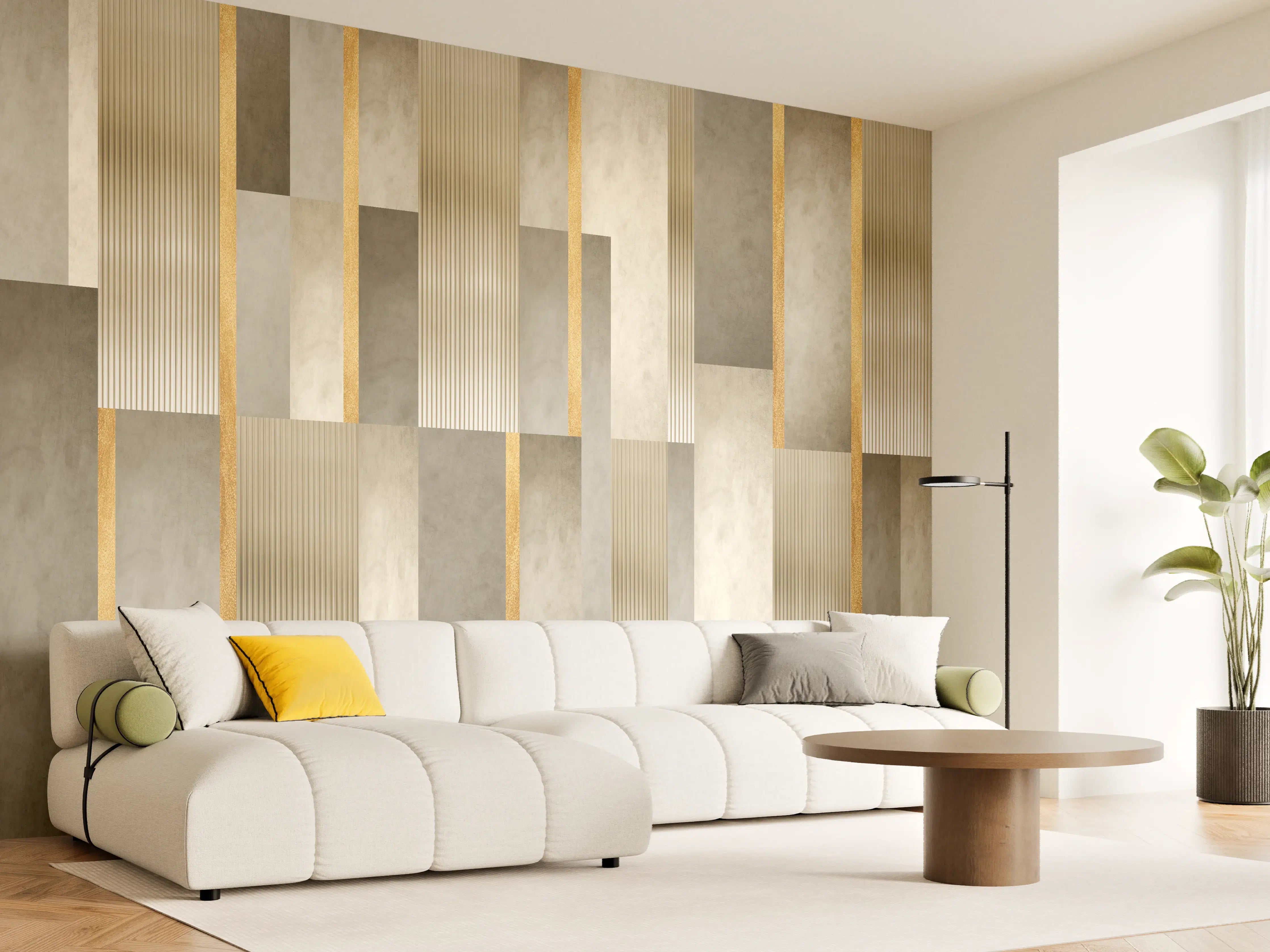 Wandverkleidung Wohnzimmer - Moderne Wandgestaltung mit abstrakten Mustern