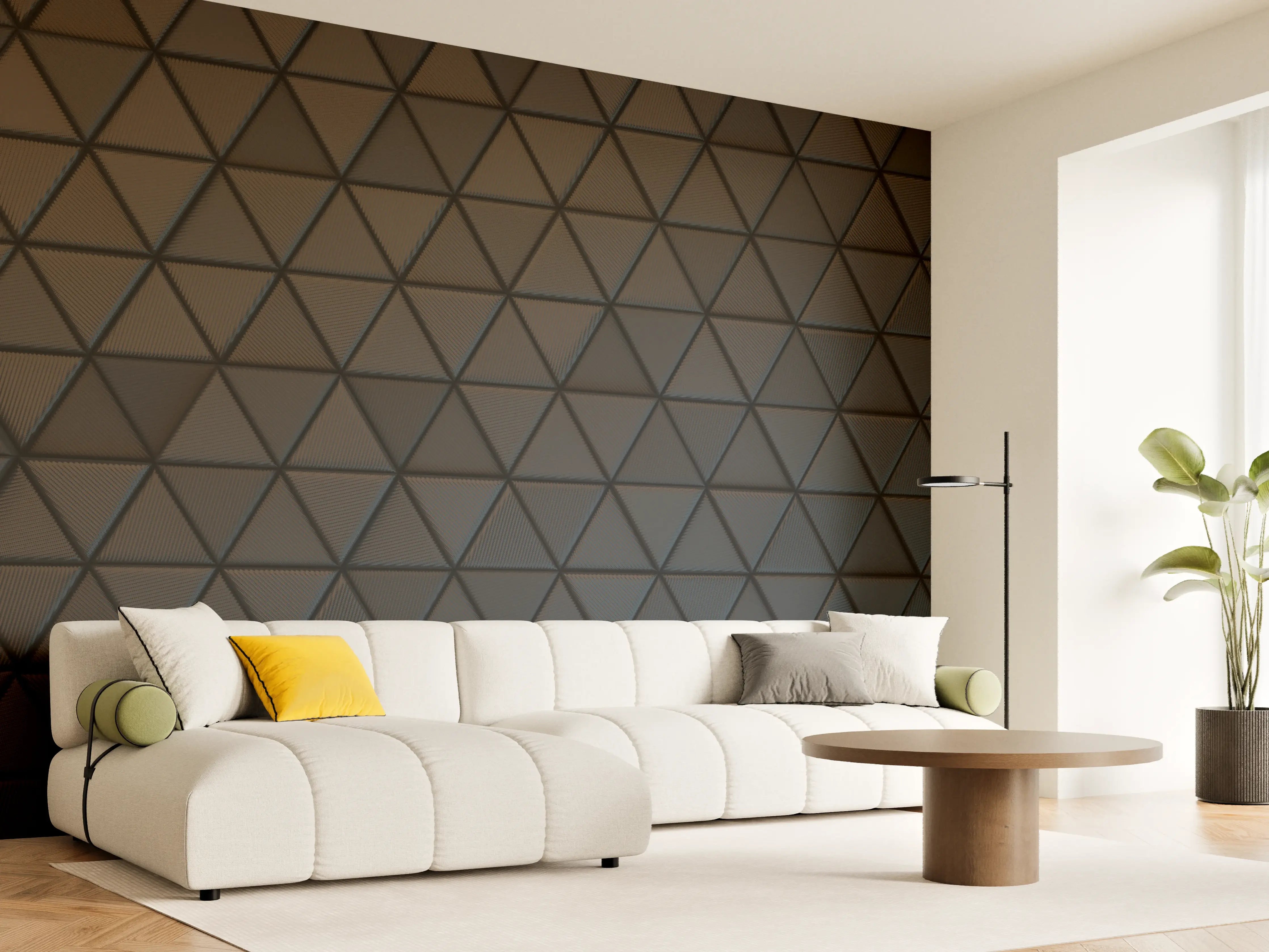 Wandverkleidung Wohnzimmer - Moderne Wandgestaltung mit geometrischem Muster