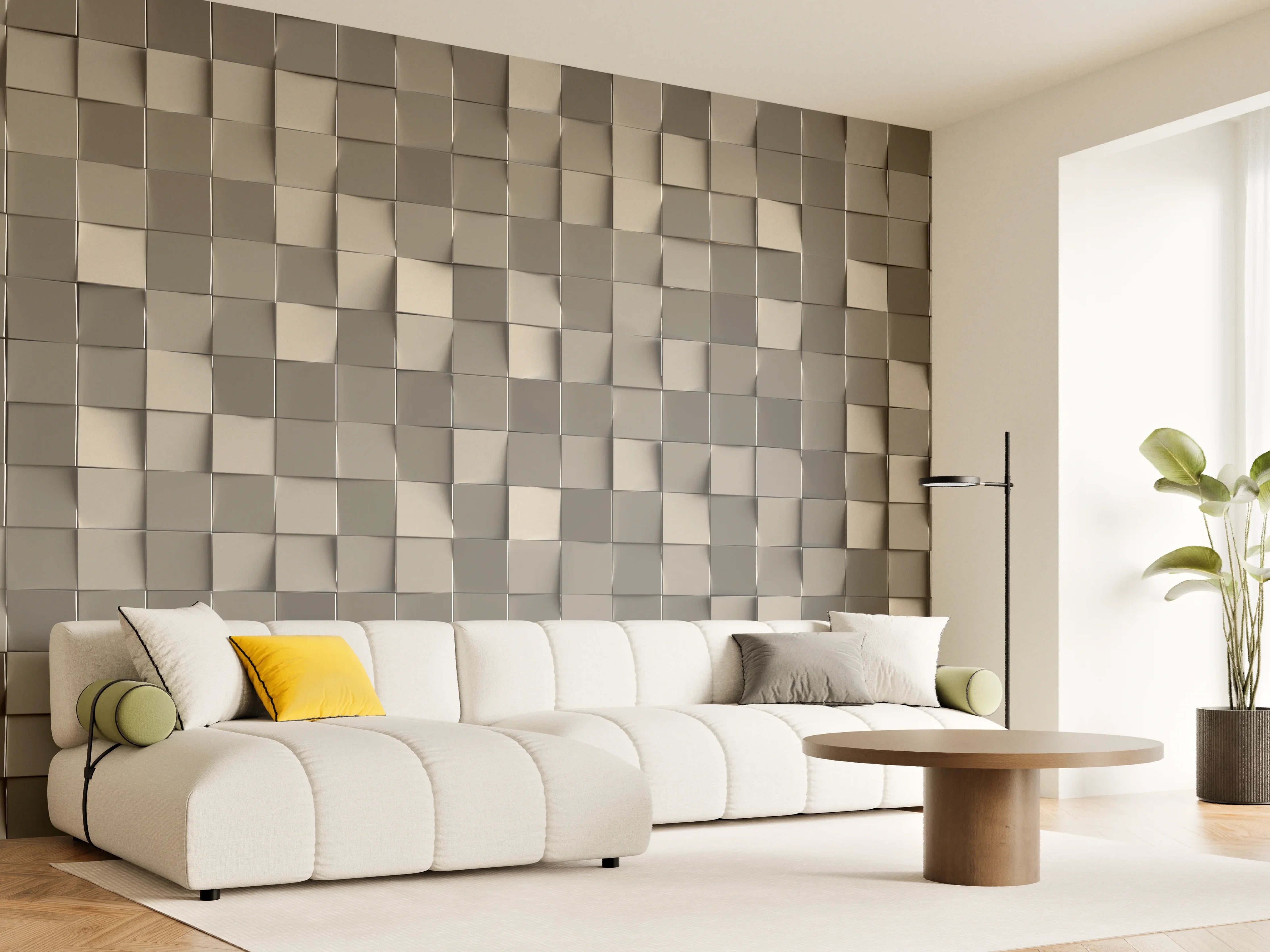 Wandverkleidung Wohnzimmer - Moderne Wandpaneele in Grau