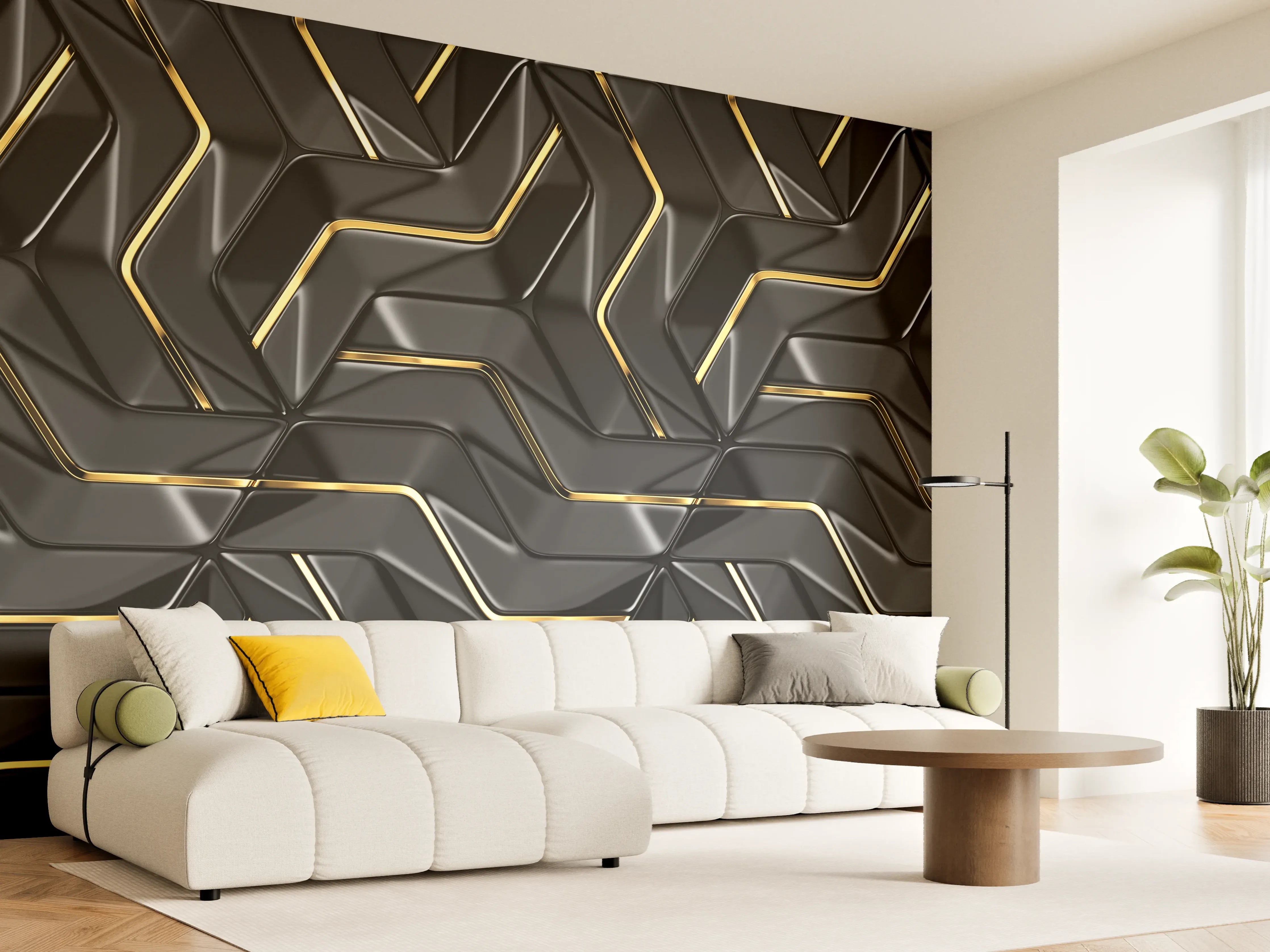 Wandverkleidung Wohnzimmer - Moderne Wandtextur - schwarz-gold