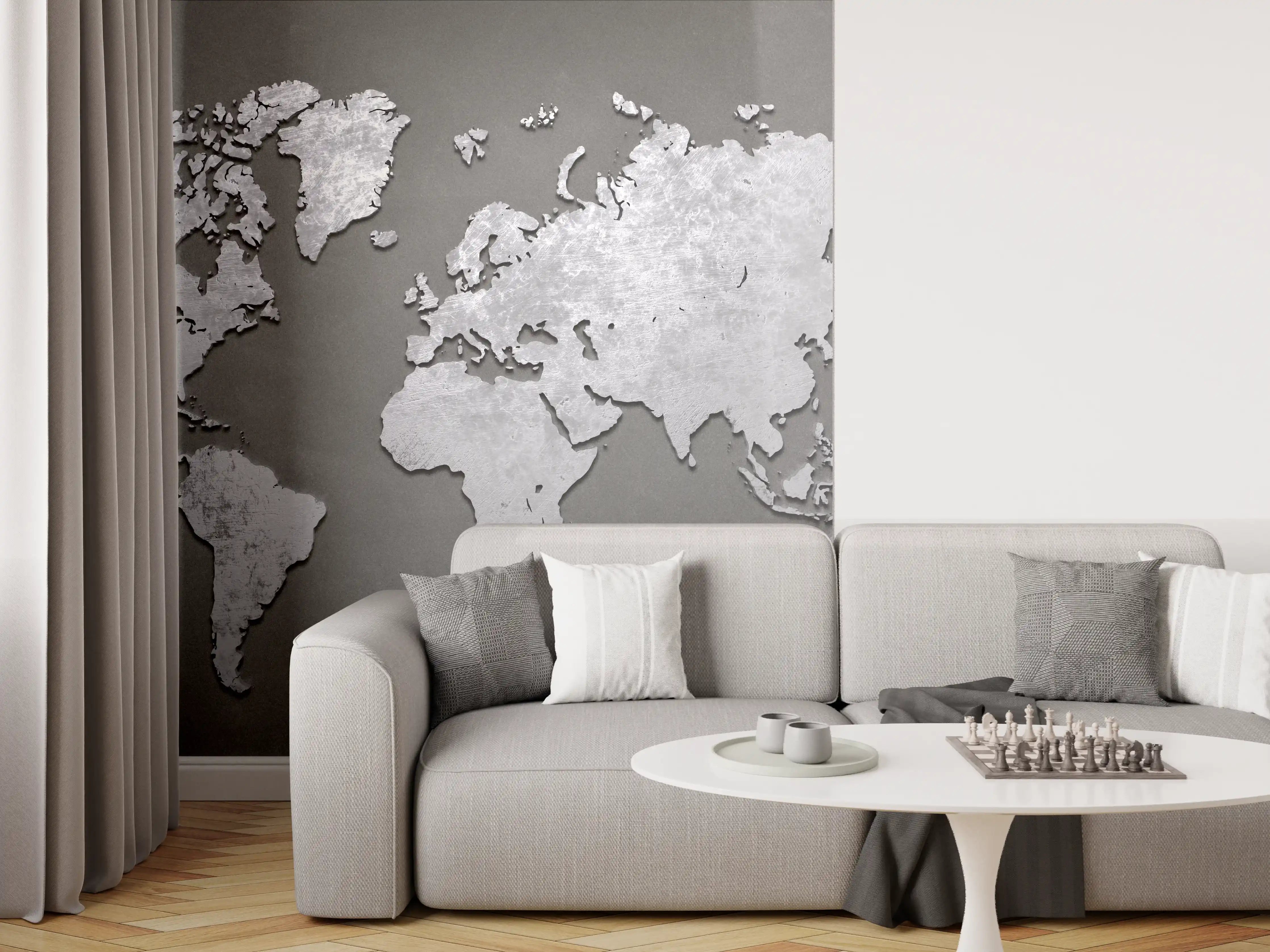 Wandverkleidung Wohnzimmer - Moderne Weltkarte Wandkunst