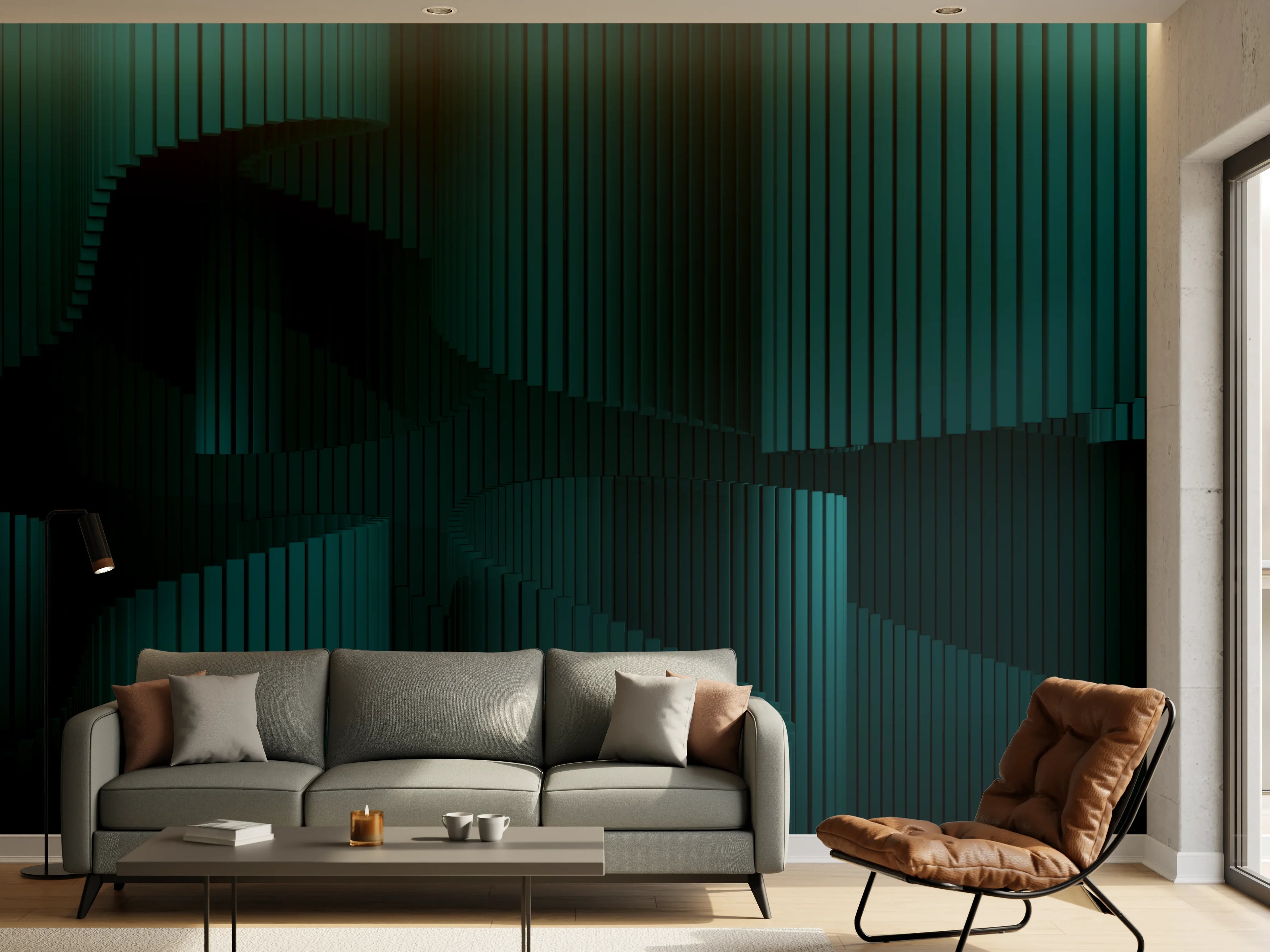 Wandverkleidung Wohnzimmer - Moderne dunkle Textur mit Tiefeneffekt