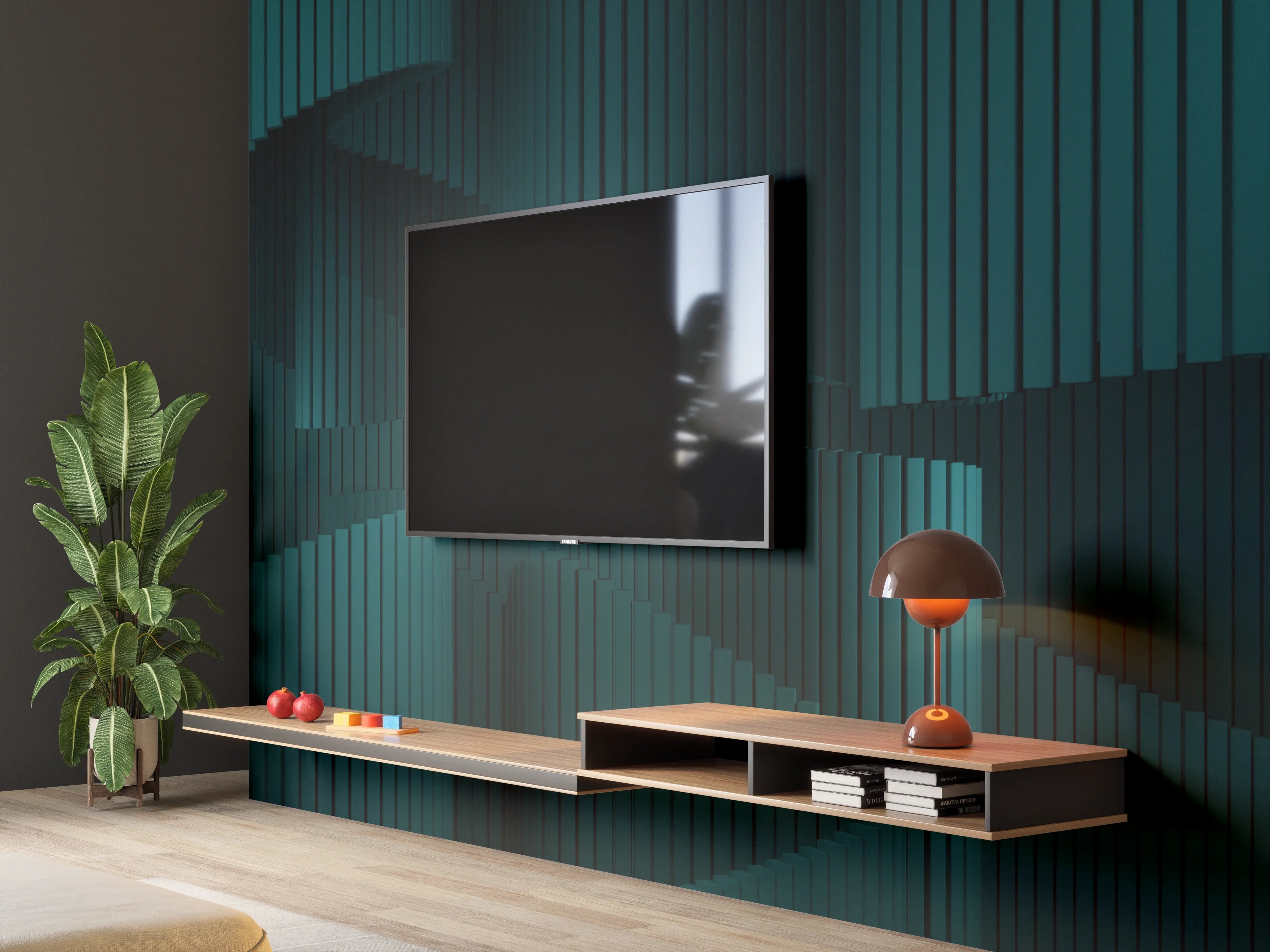 Wandverkleidung Wohnzimmer - Moderne dunkle Textur mit Tiefeneffekt