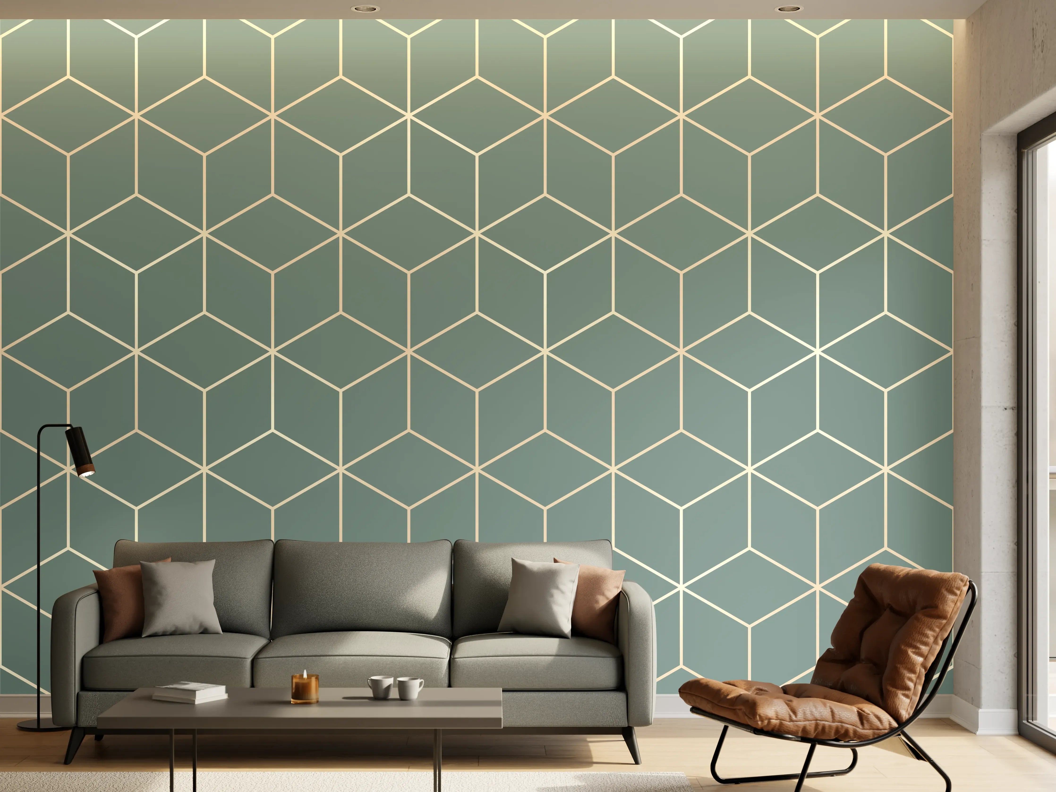Wandverkleidung Wohnzimmer - Moderne geometrische Muster flavouri