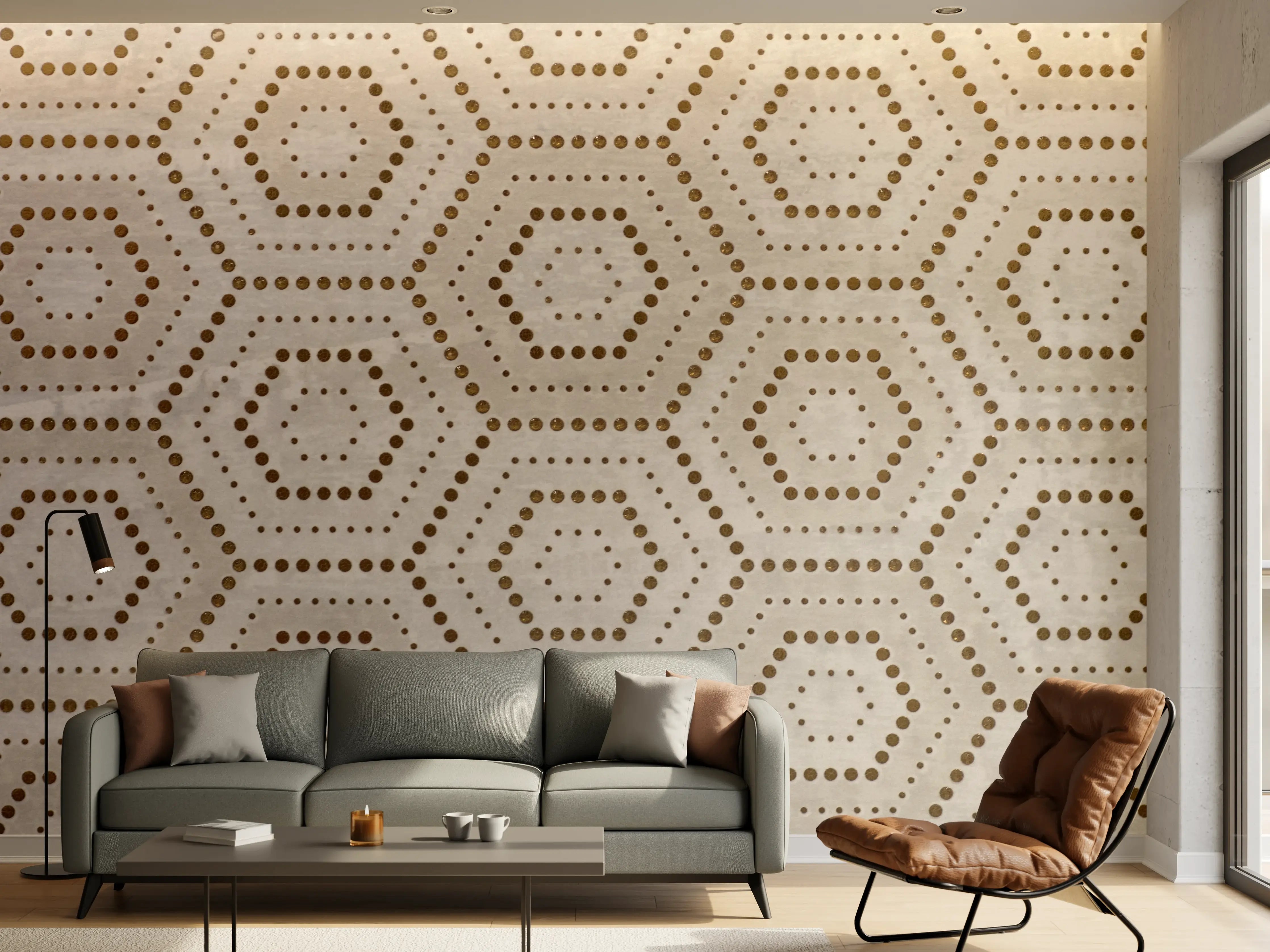 Wandverkleidung Wohnzimmer - Moderne geometrische Musterung in neutralen Tönen