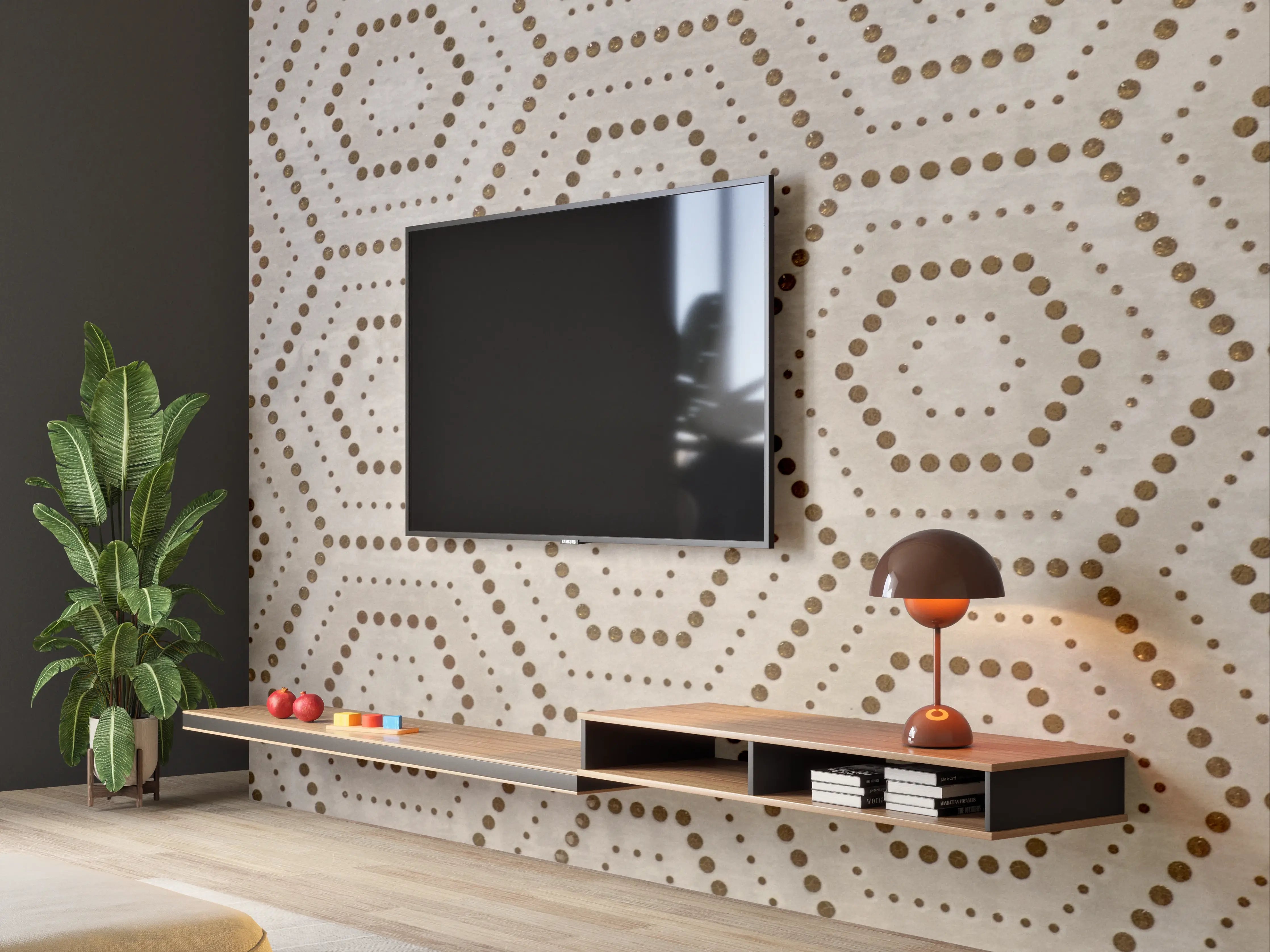 Wandverkleidung Wohnzimmer - Moderne geometrische Musterung in neutralen Tönen