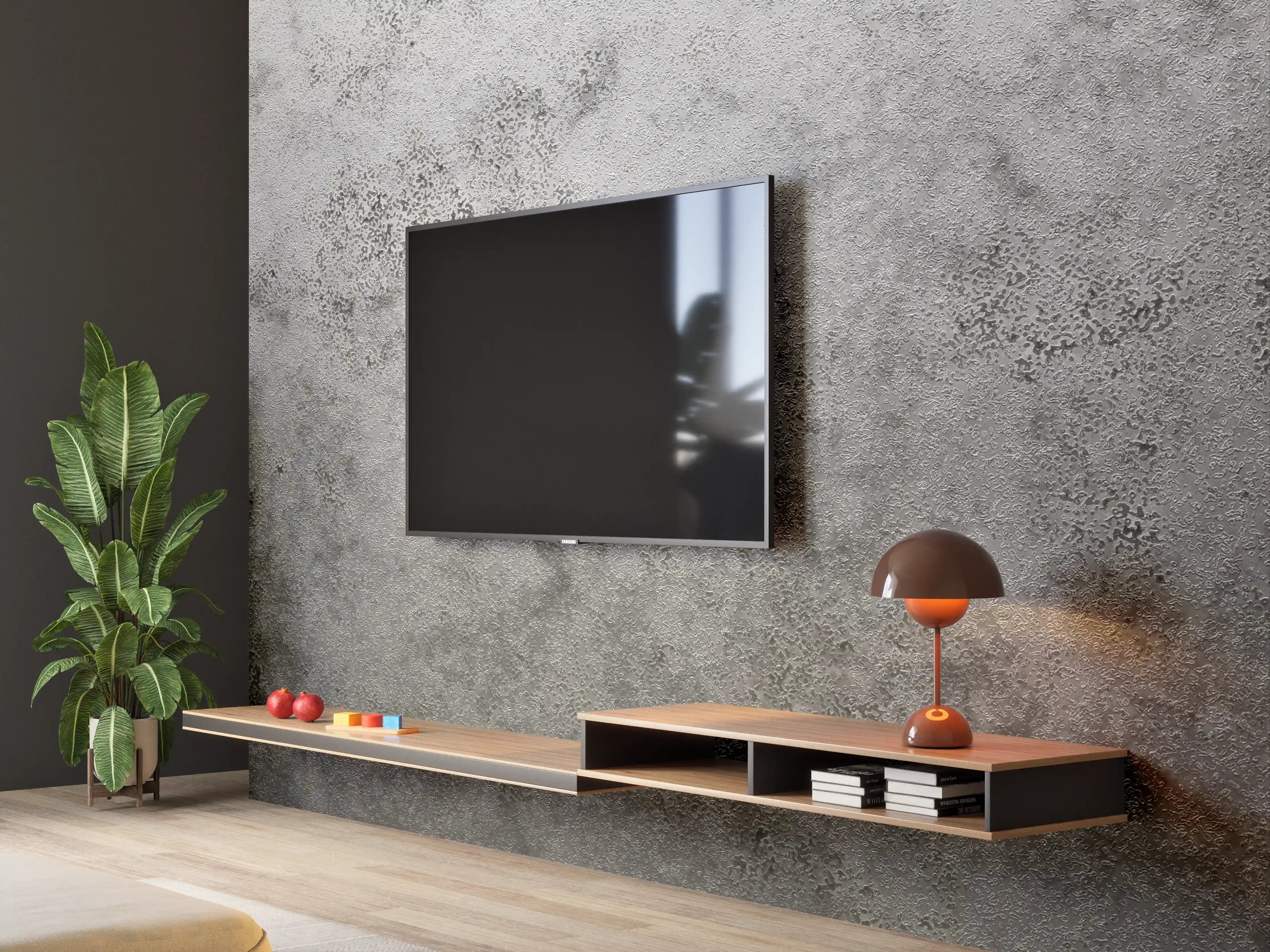 Wandverkleidung Wohnzimmer - Moderne graue Betontafel