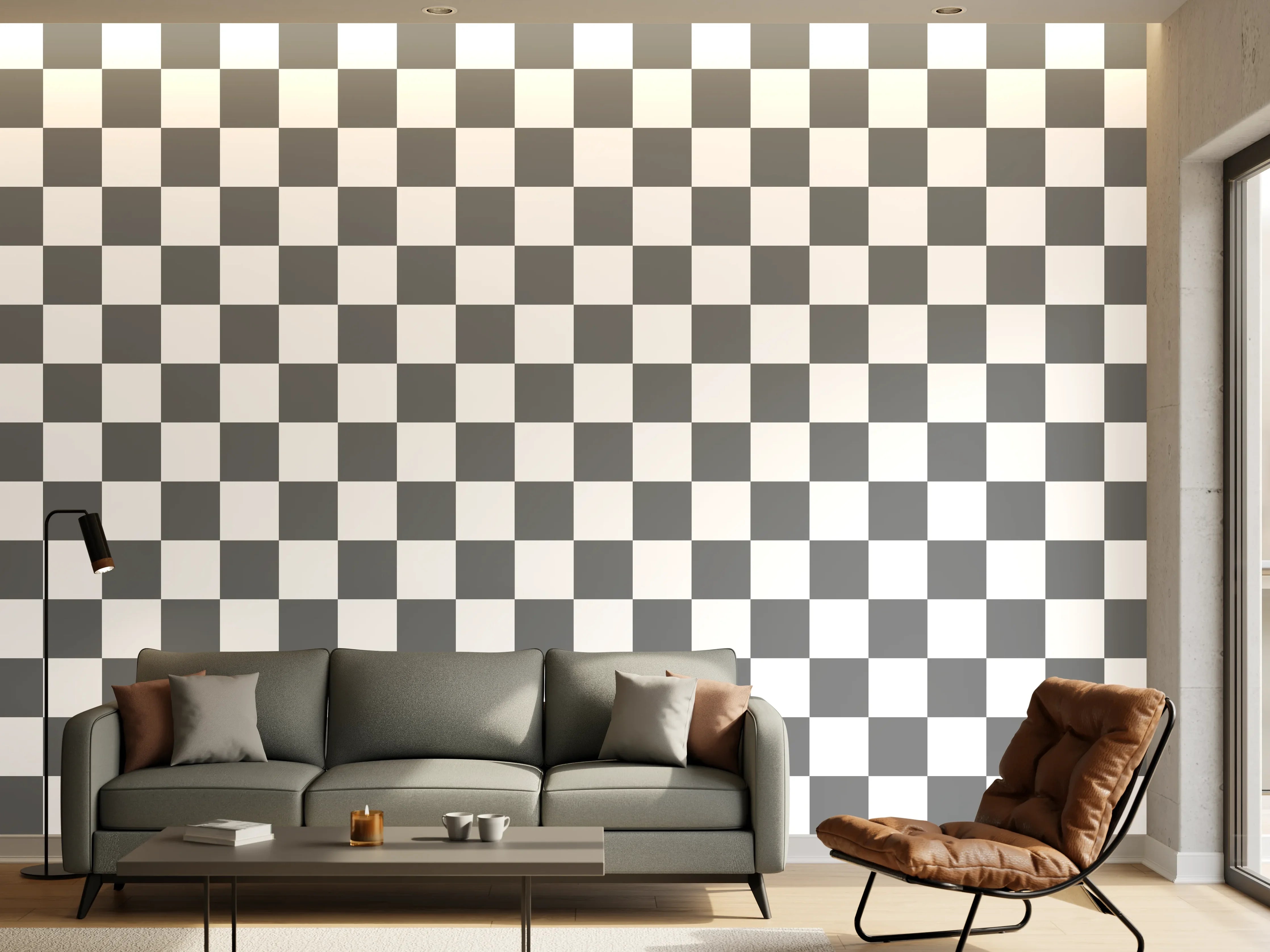 Wandverkleidung Wohnzimmer - Moderne graue Fliesen mit Marmoroptik