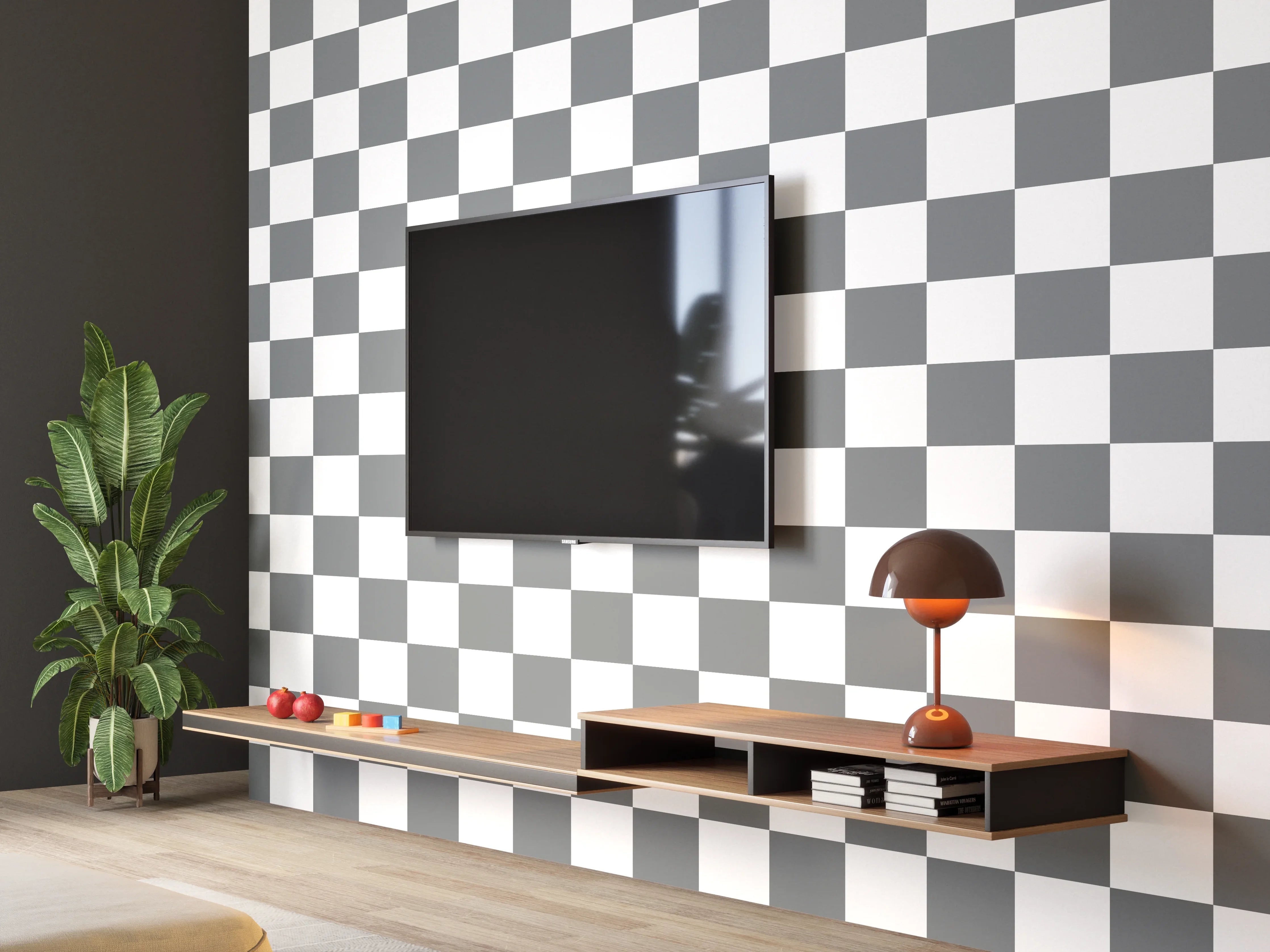 Wandverkleidung Wohnzimmer - Moderne graue Fliesen mit Marmoroptik