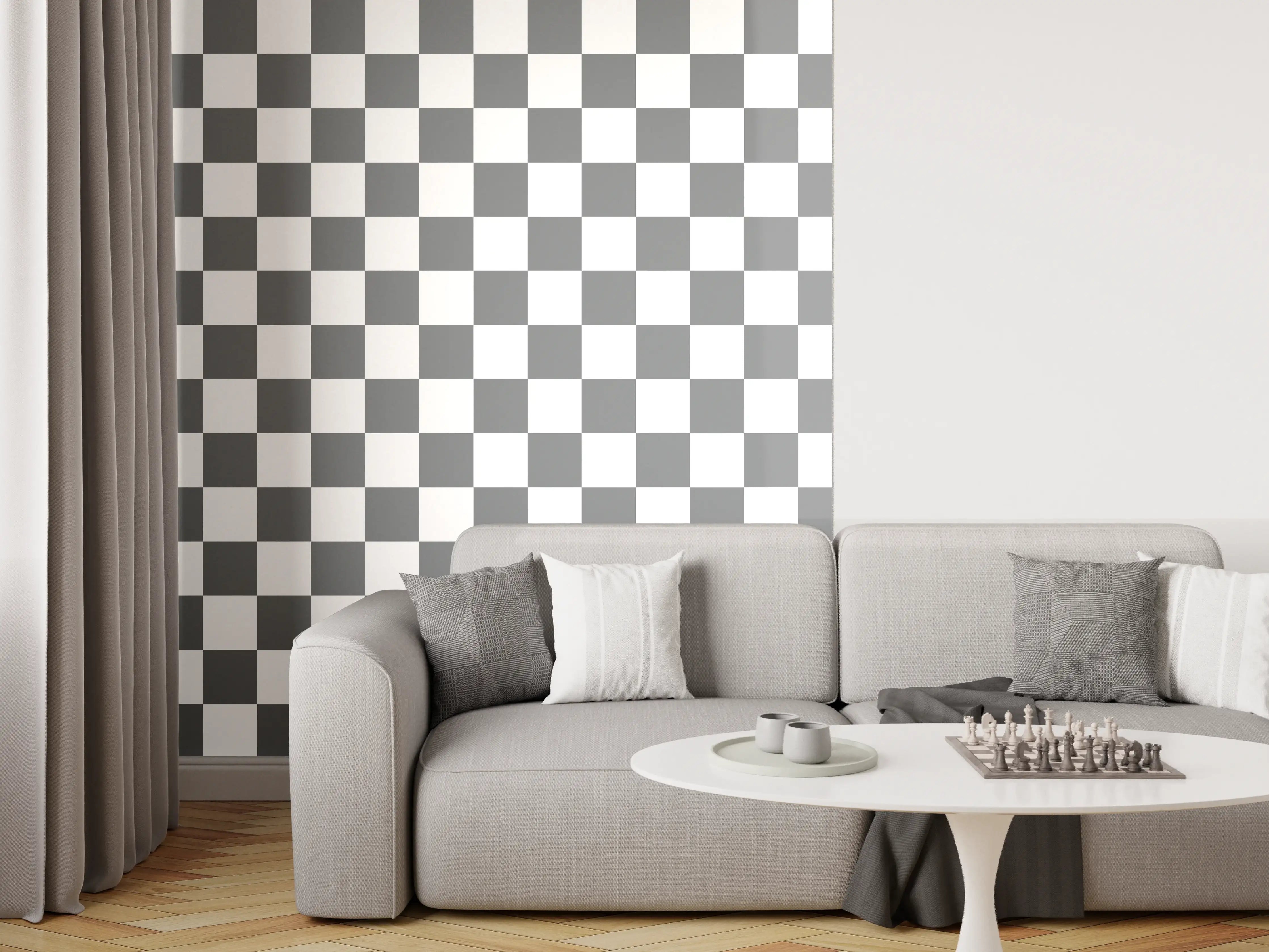 Wandverkleidung Wohnzimmer - Moderne graue Fliesen mit Marmoroptik