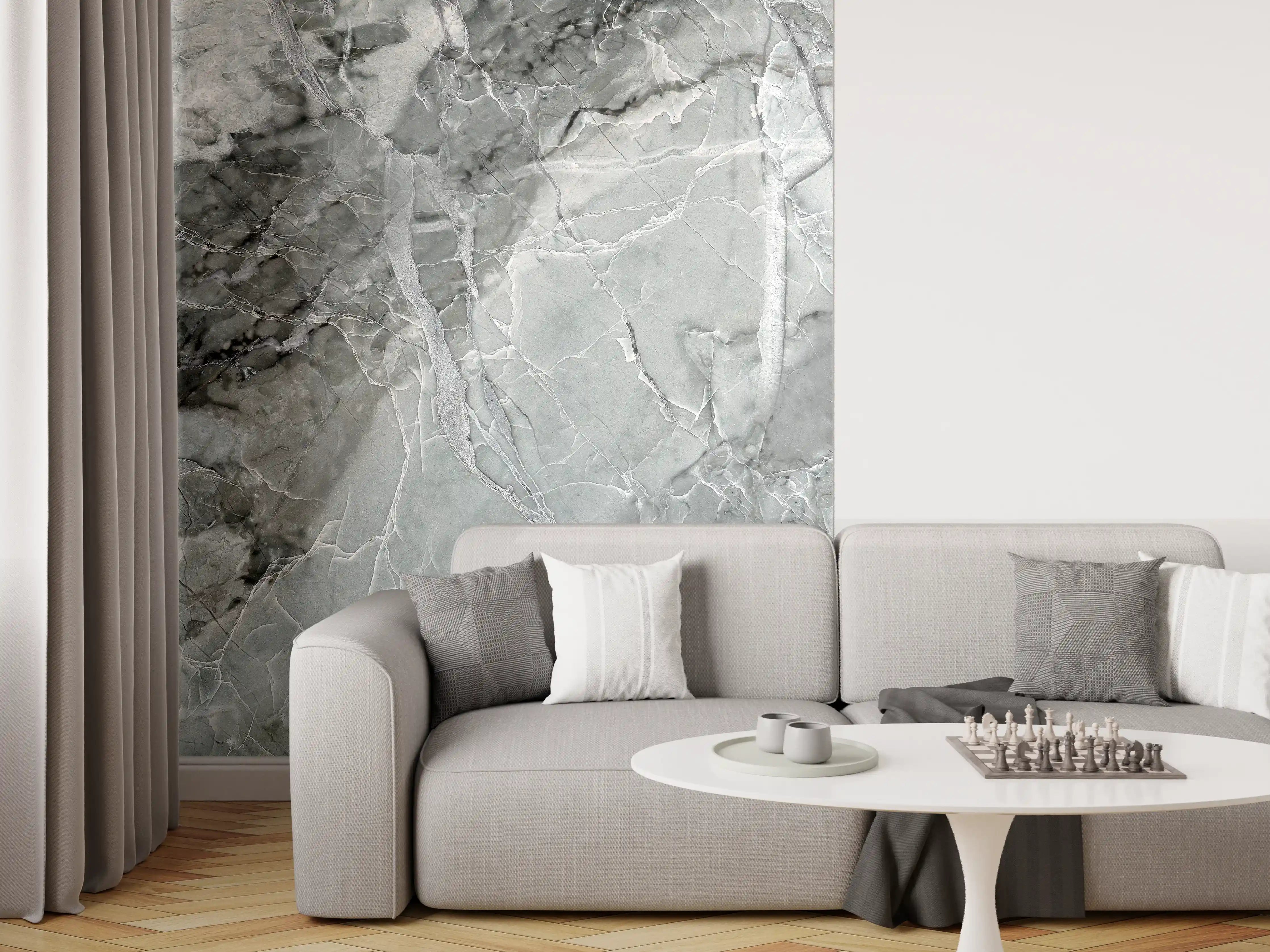 Wandverkleidung Wohnzimmer - Moderne graue Marmorfliese
