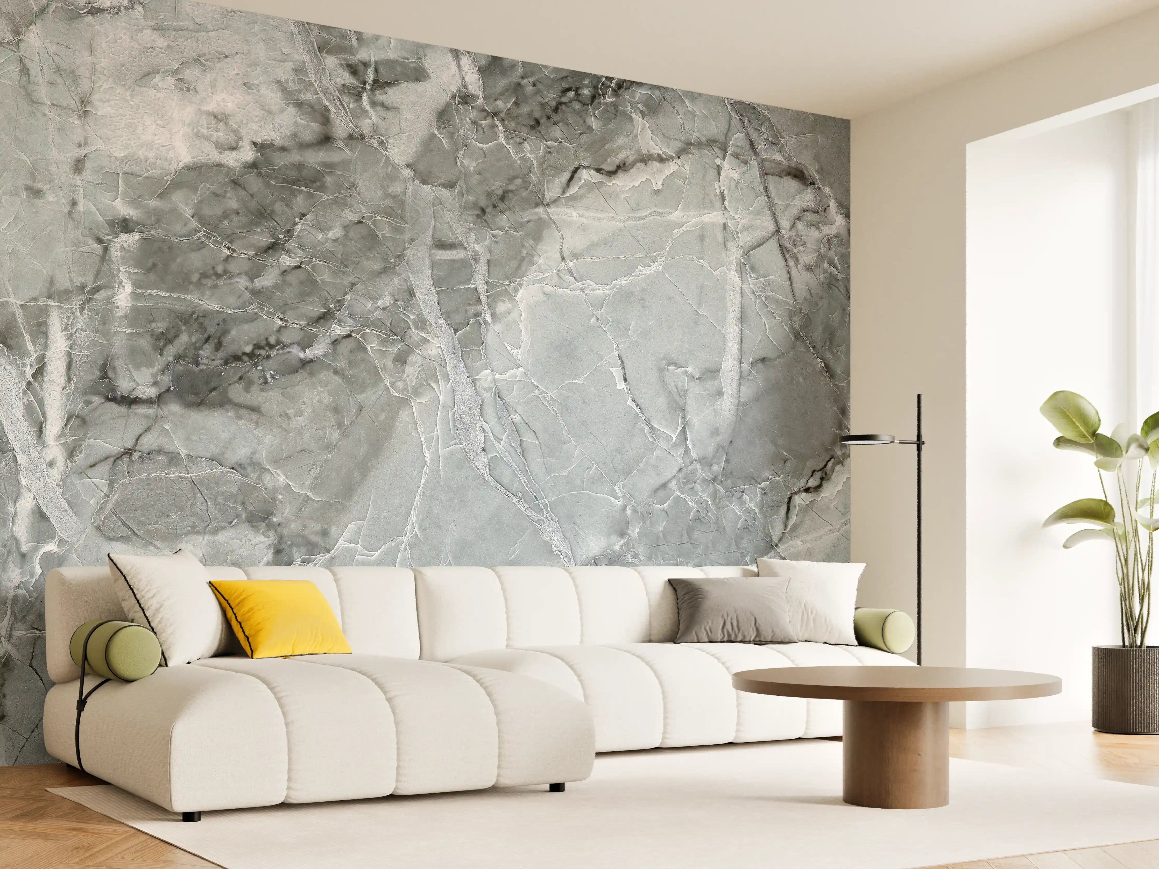 Wandverkleidung Wohnzimmer - Moderne graue Marmorfliese