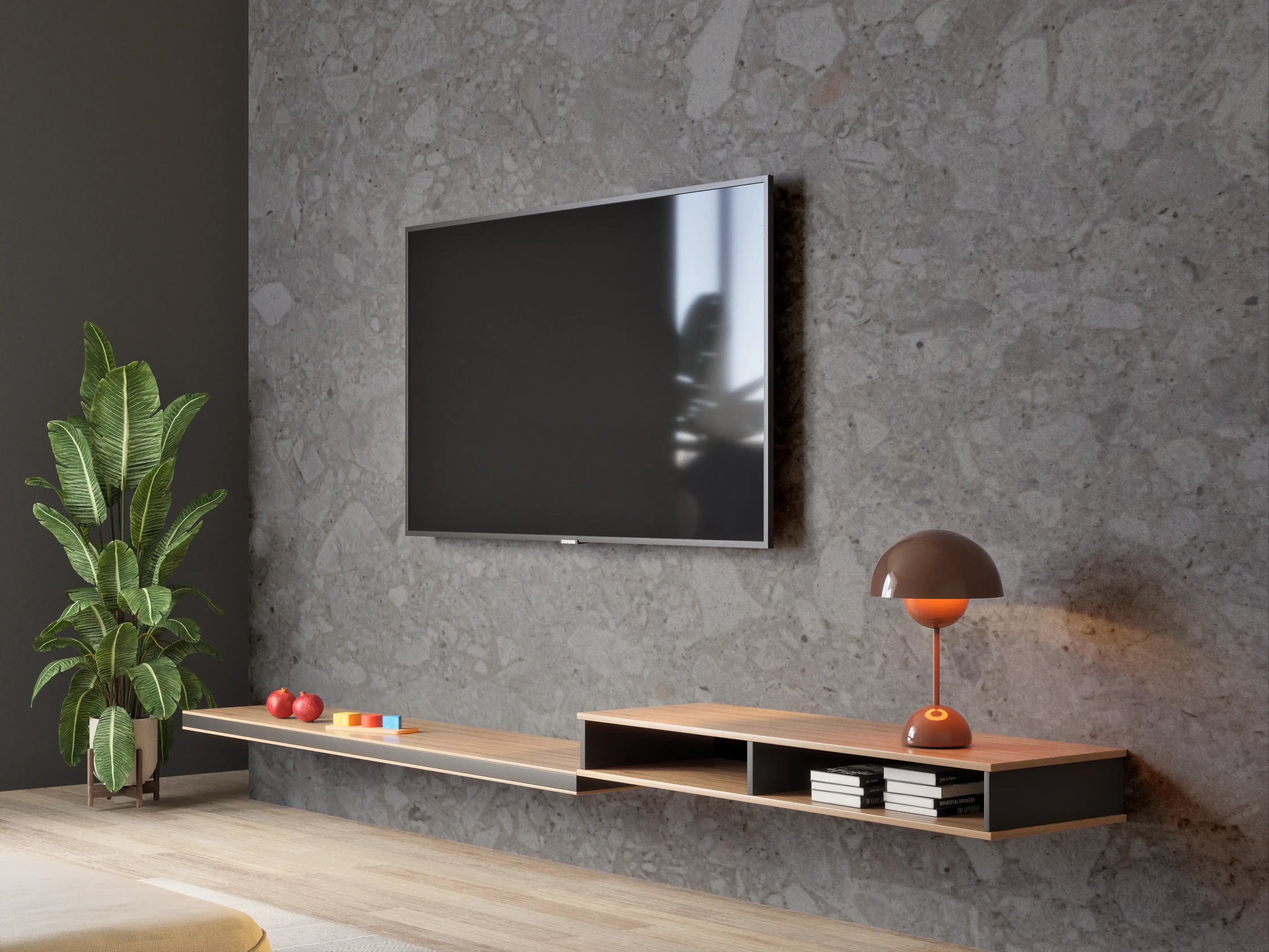 Wandverkleidung Wohnzimmer - Moderne graue Steinoptik