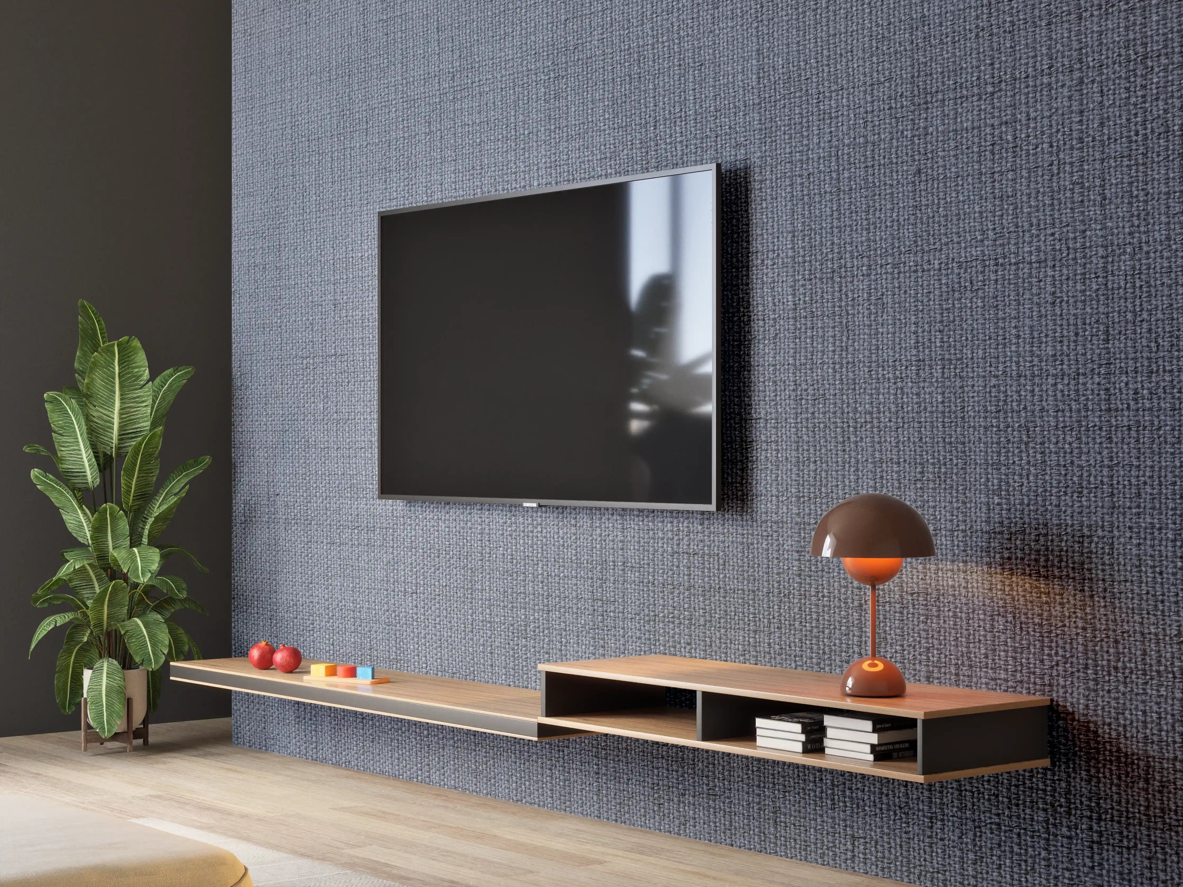 Wandverkleidung Wohnzimmer - Moderne graue Stofftextur