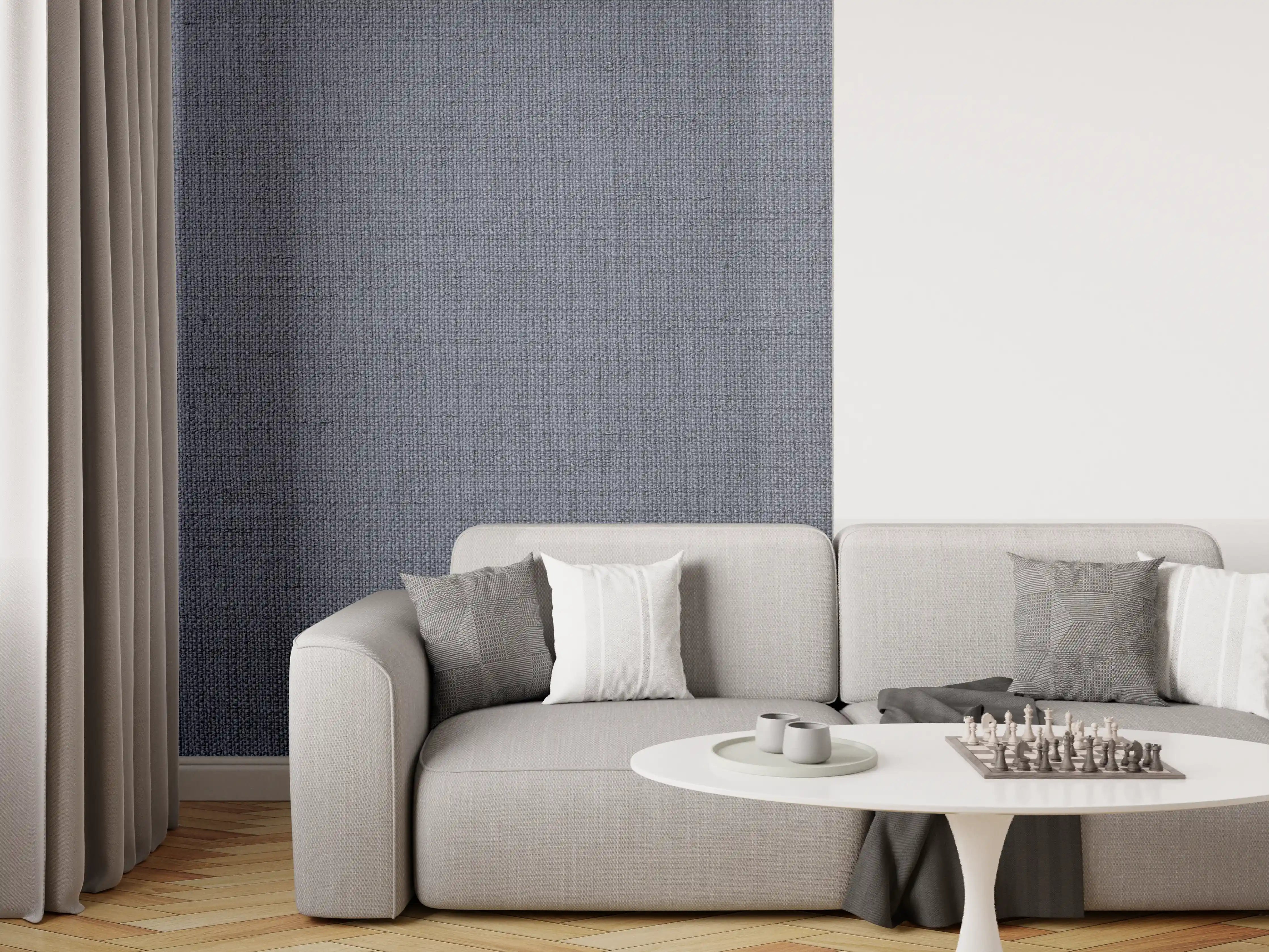 Wandverkleidung Wohnzimmer - Moderne graue Stofftextur