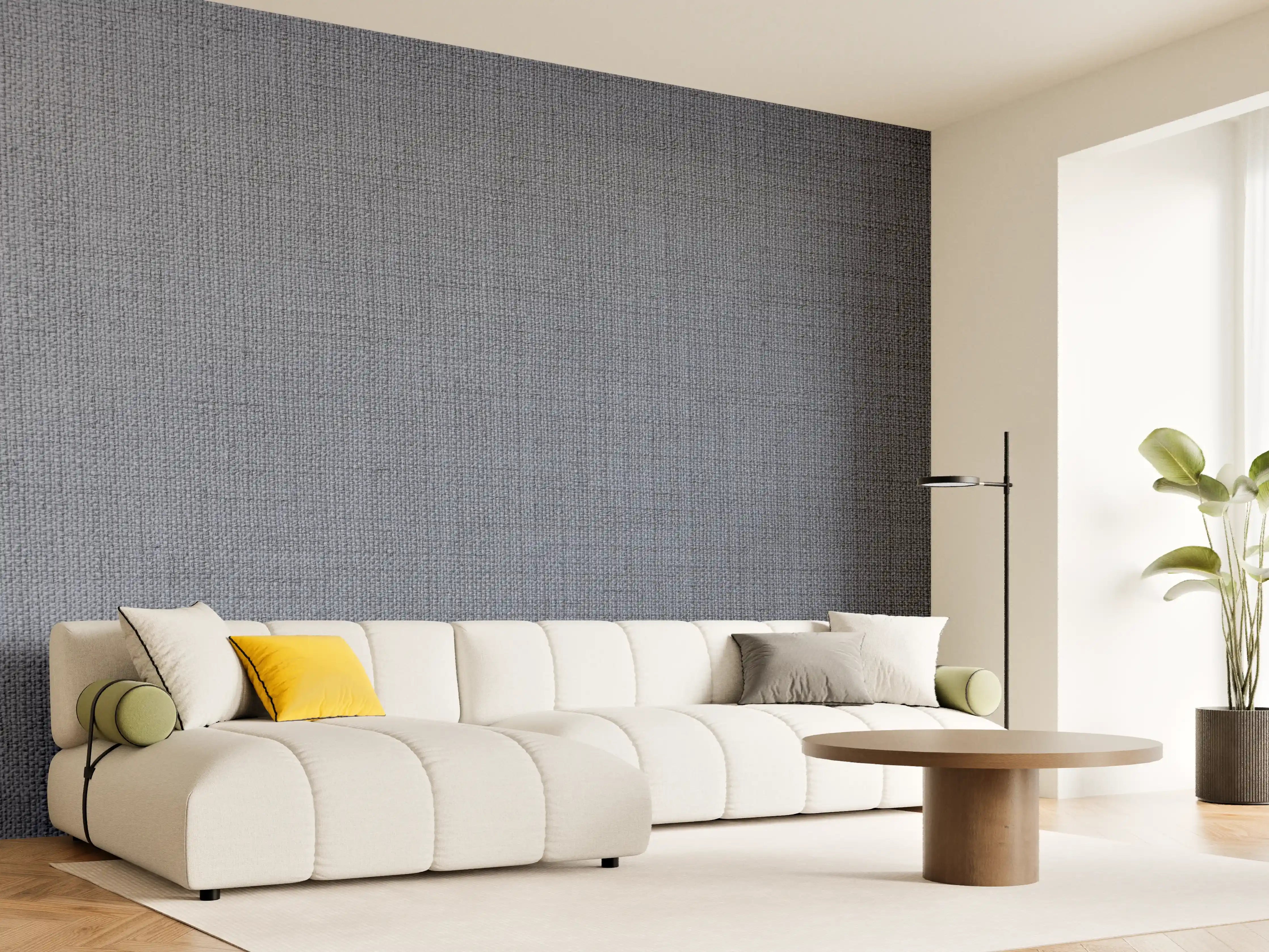 Wandverkleidung Wohnzimmer - Moderne graue Stofftextur