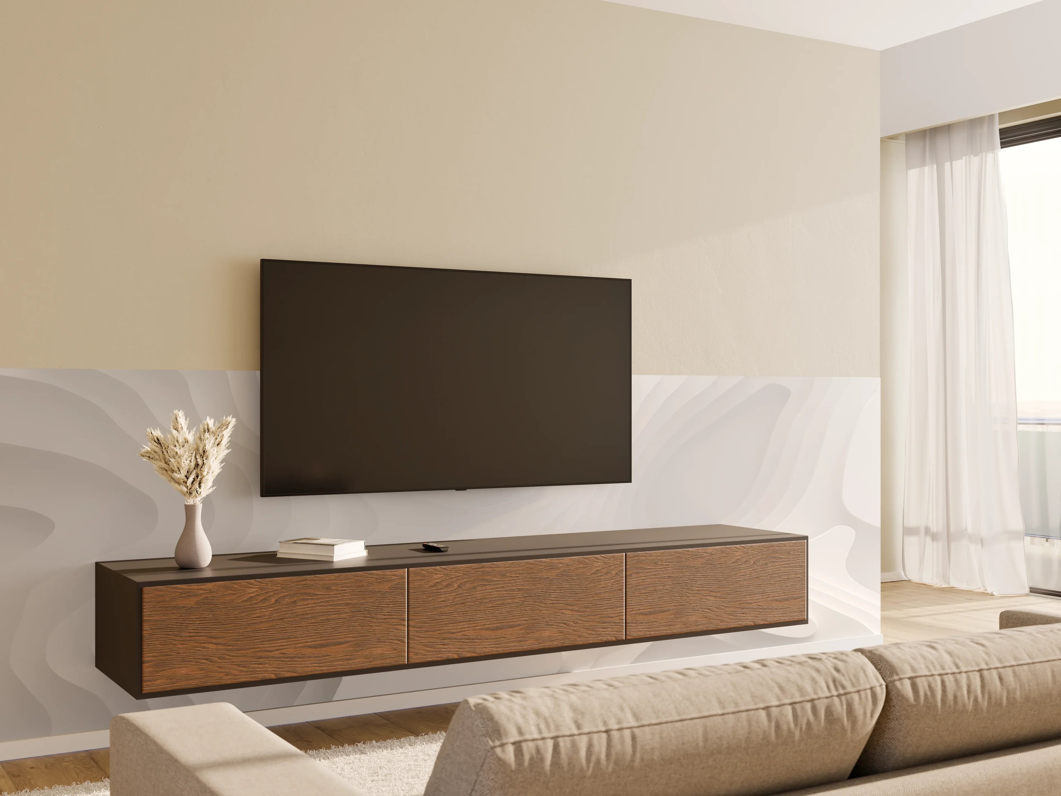 Wandverkleidung Wohnzimmer - Moderne graue Struktur, elegantes Design