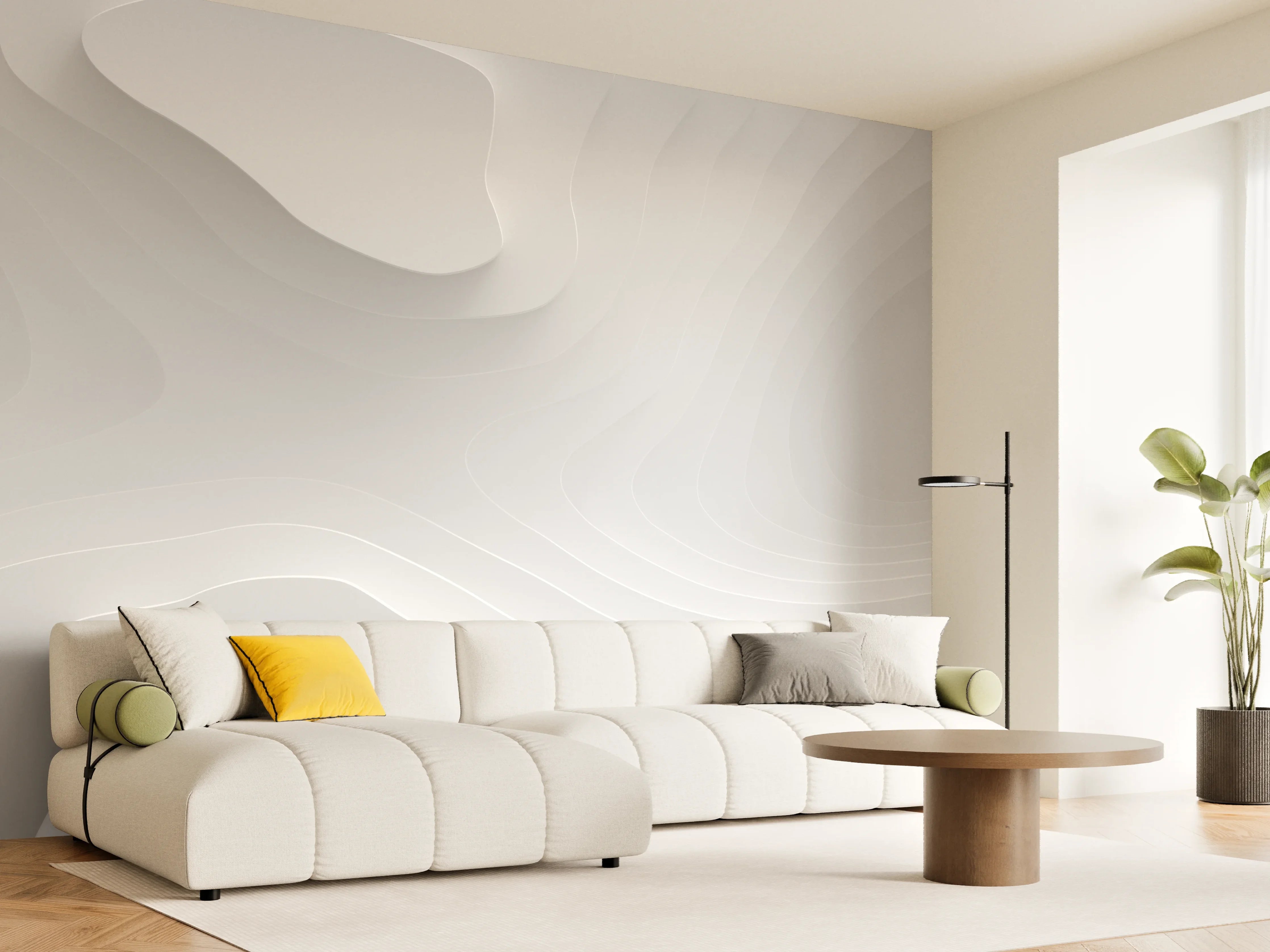 Wandverkleidung Wohnzimmer - Moderne graue Struktur, elegantes Design