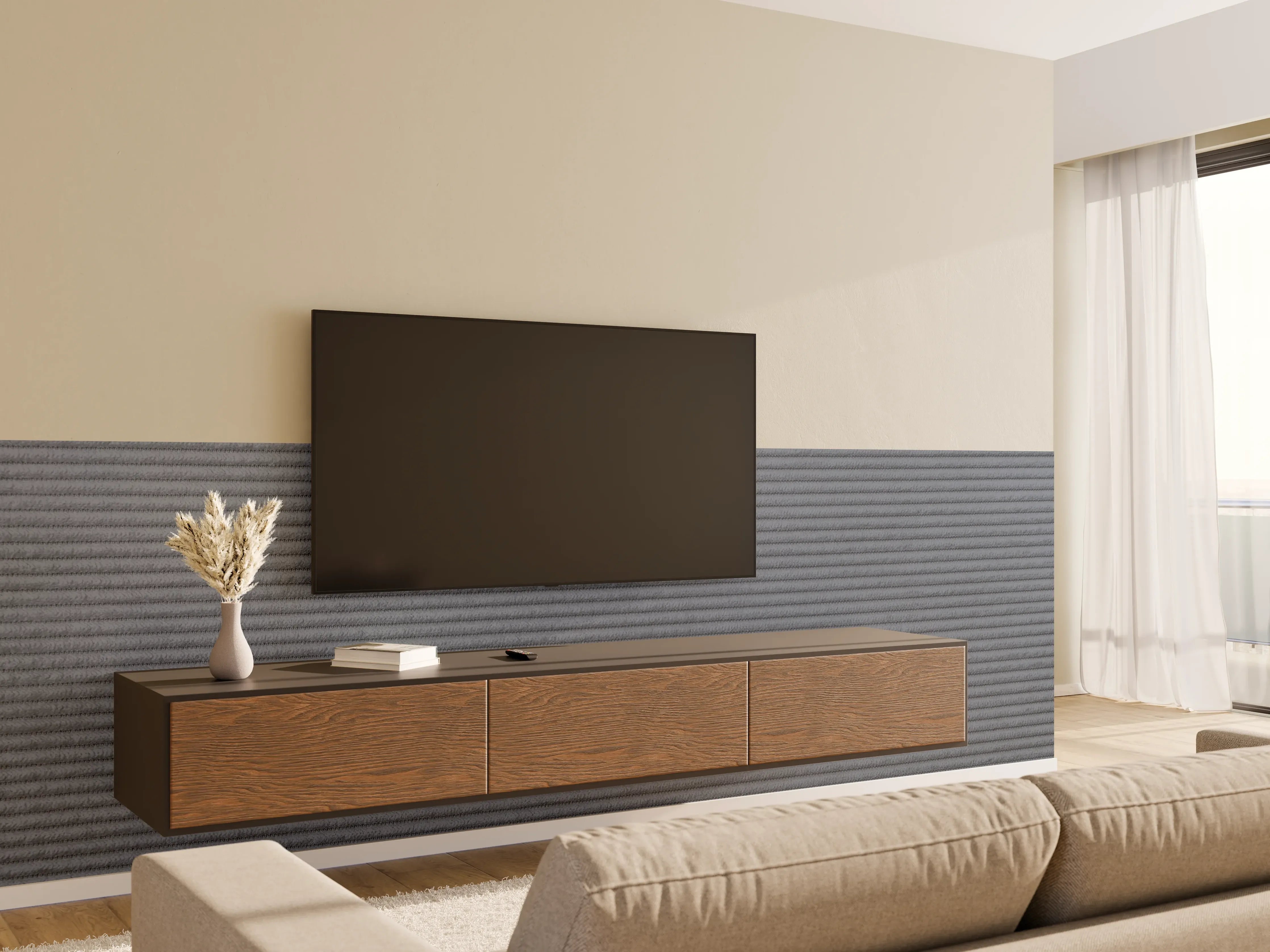 Wandverkleidung Wohnzimmer - Moderne graue Textur