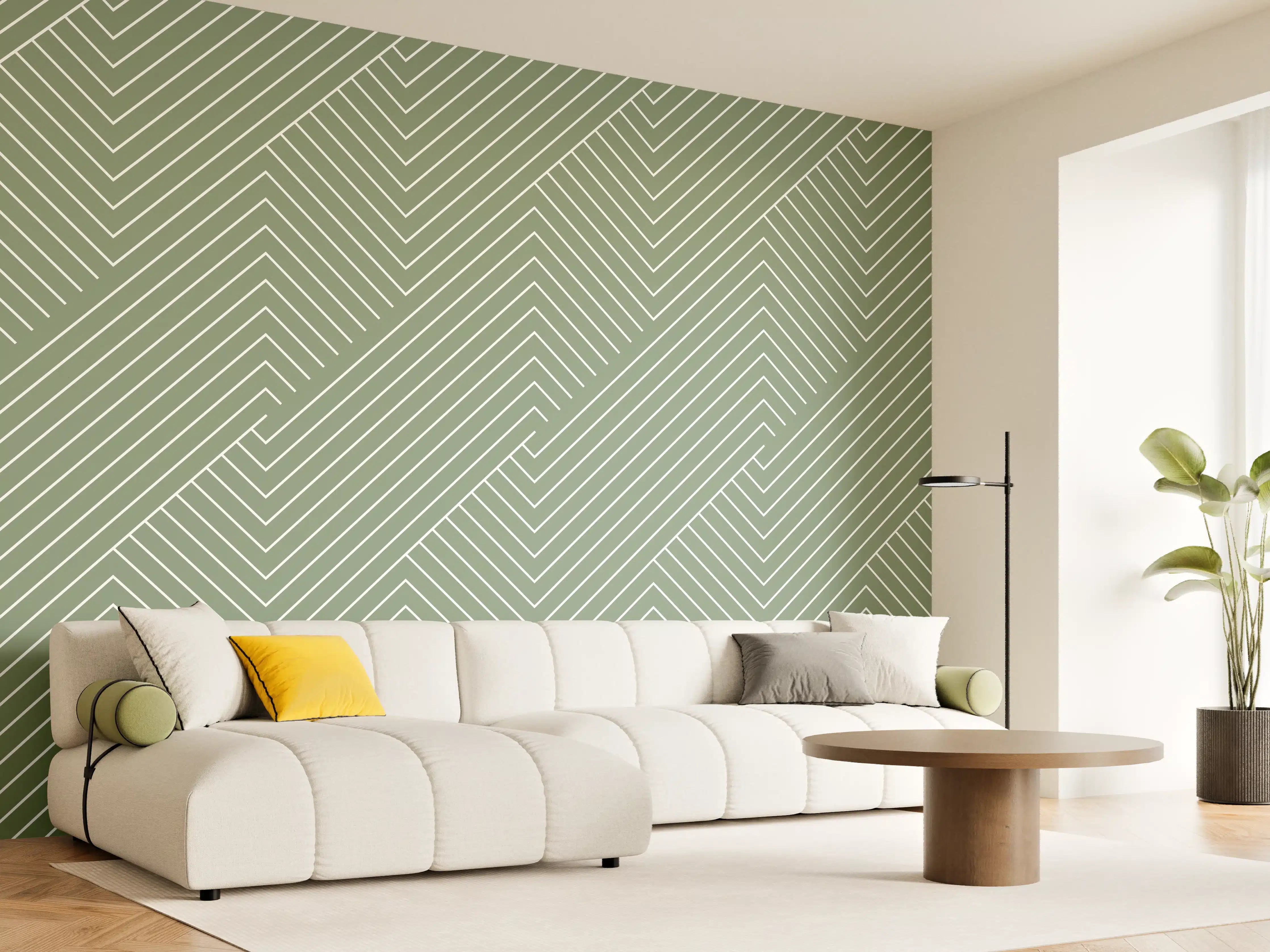 Wandverkleidung Wohnzimmer - Moderne grüne Musterwandkunst