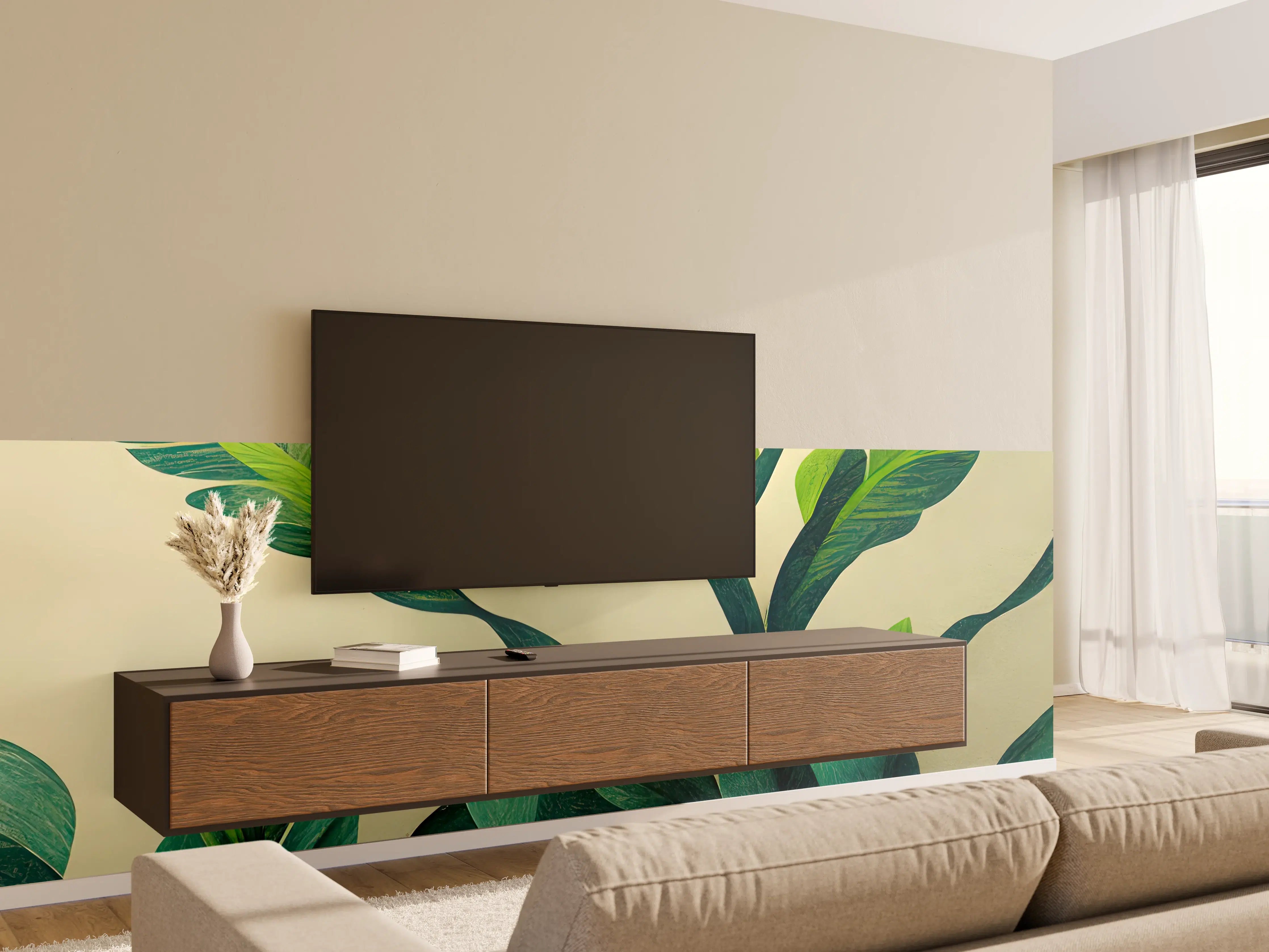 Wandverkleidung Wohnzimmer - Moderne grüne Pflanzenwand