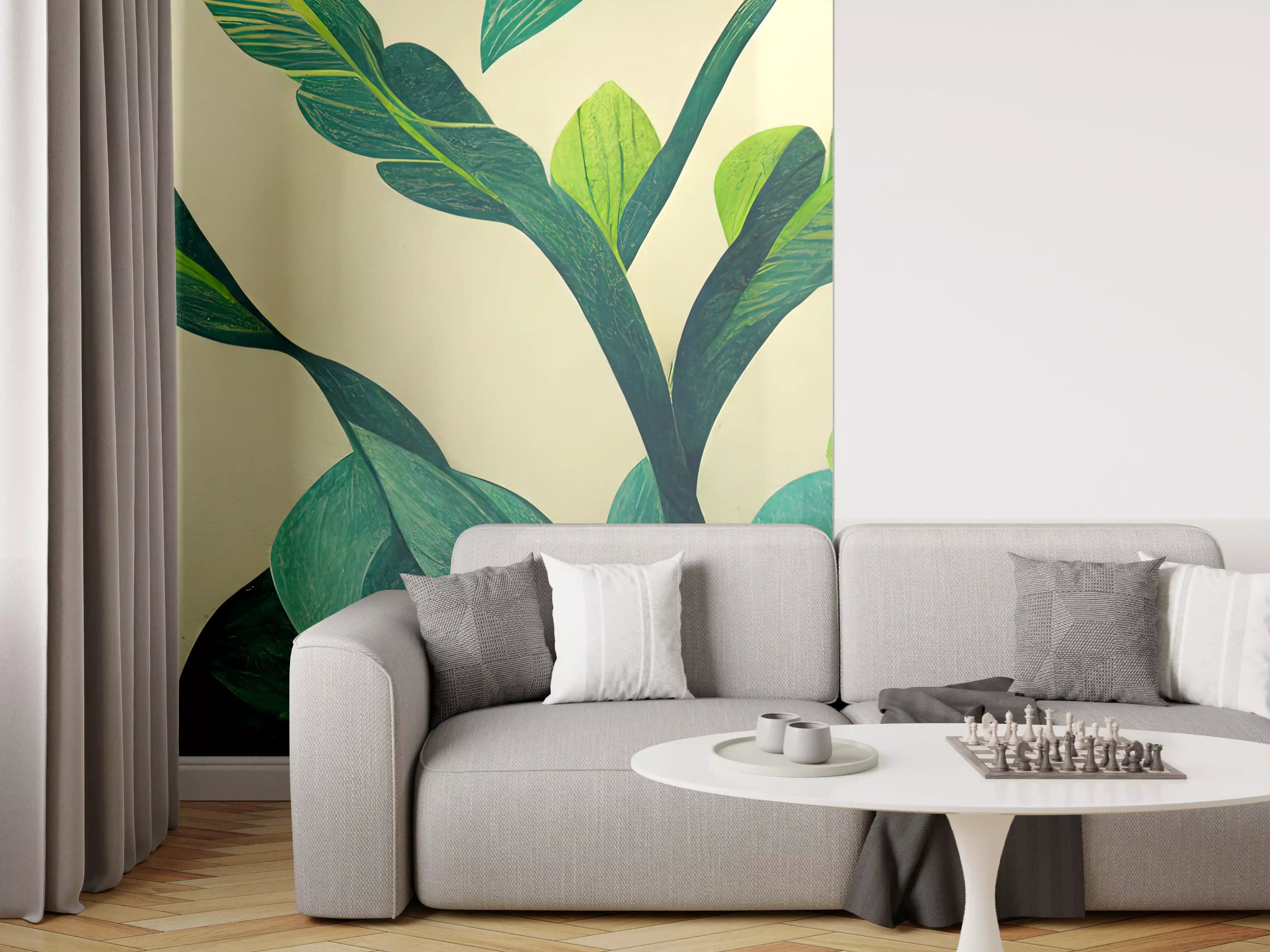 Wandverkleidung Wohnzimmer - Moderne grüne Pflanzenwand
