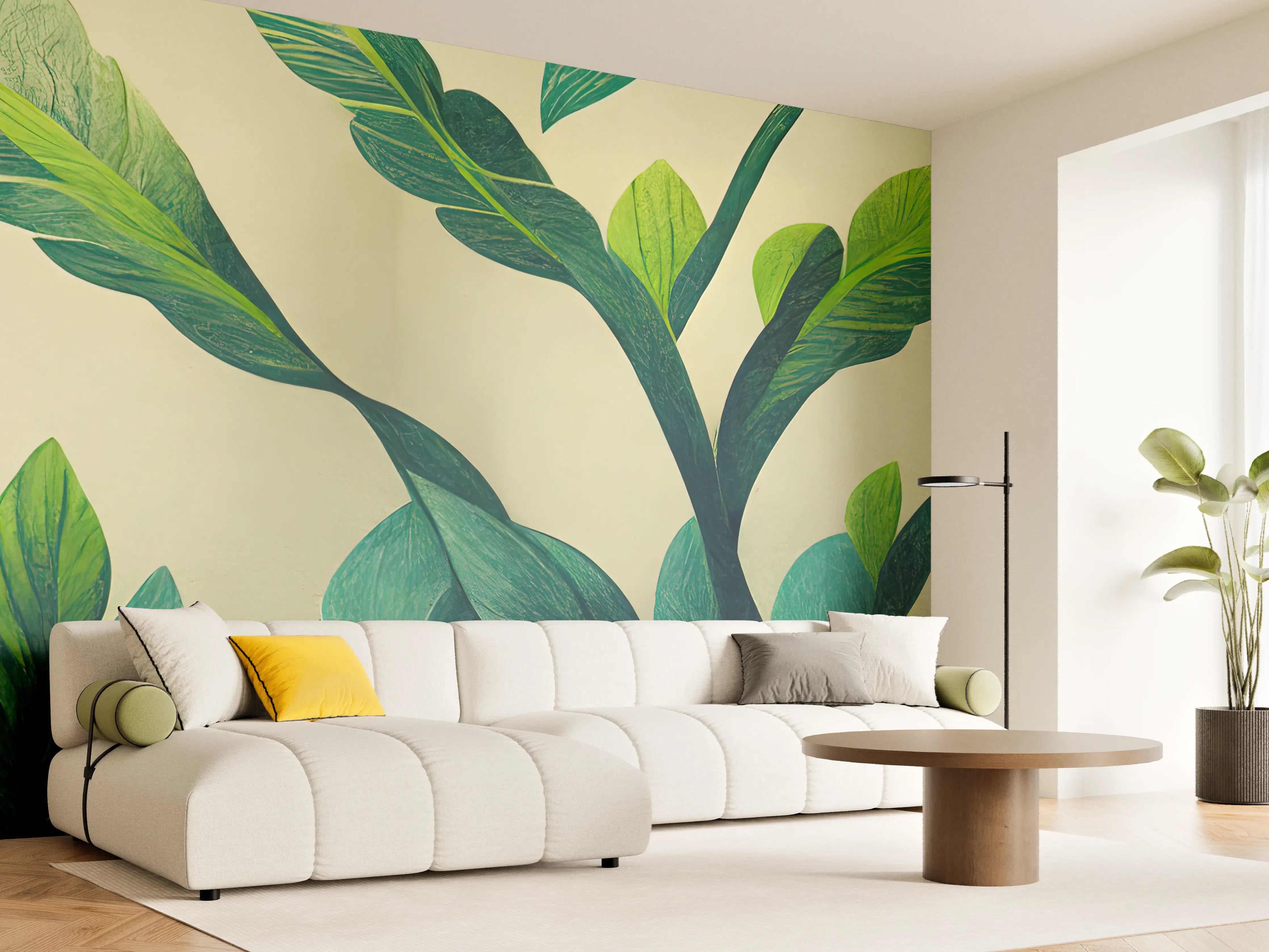 Wandverkleidung Wohnzimmer - Moderne grüne Pflanzenwand