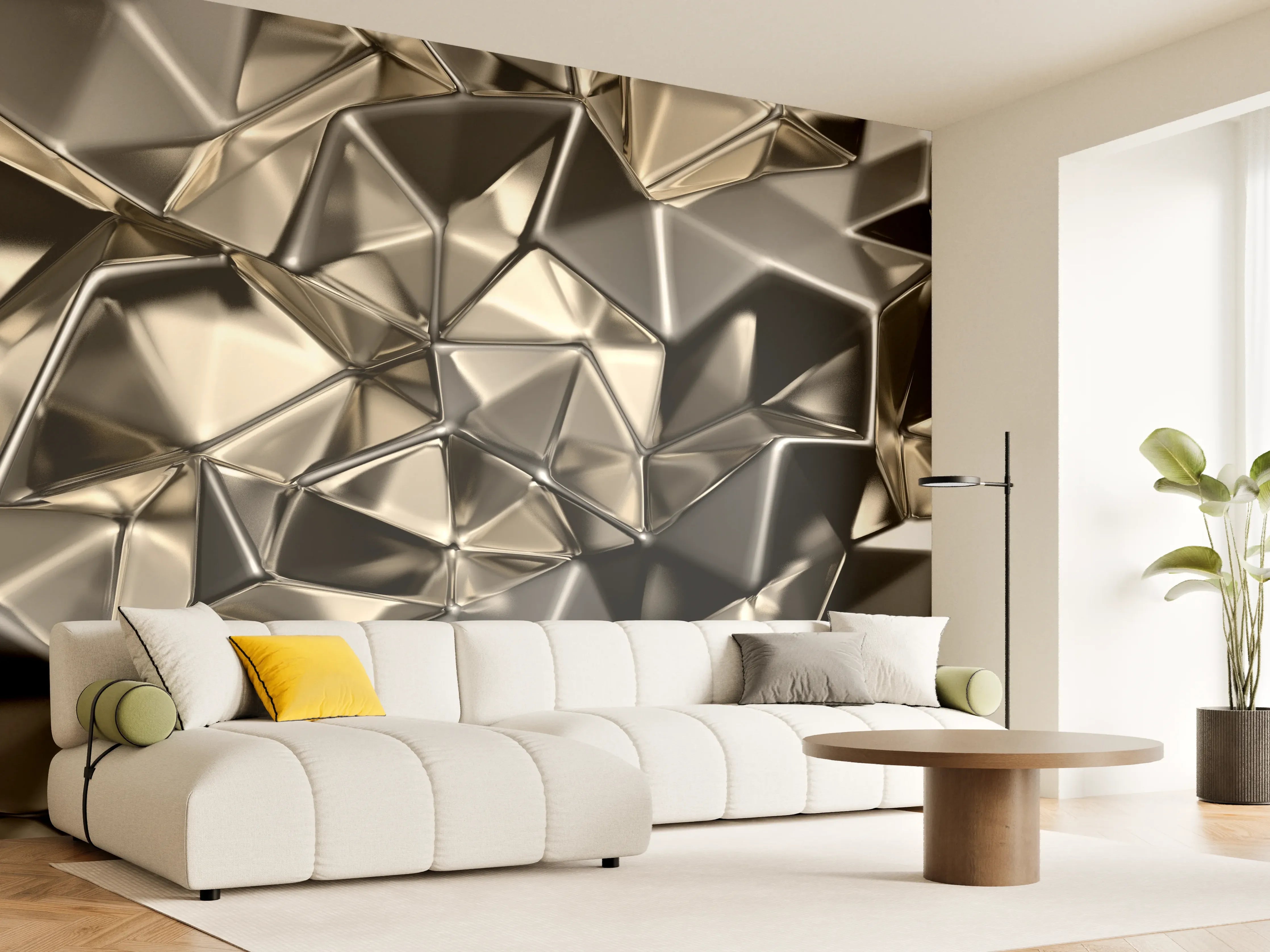 Wandverkleidung Wohnzimmer - Moderne metallische Oberflächen, edel und glänzend