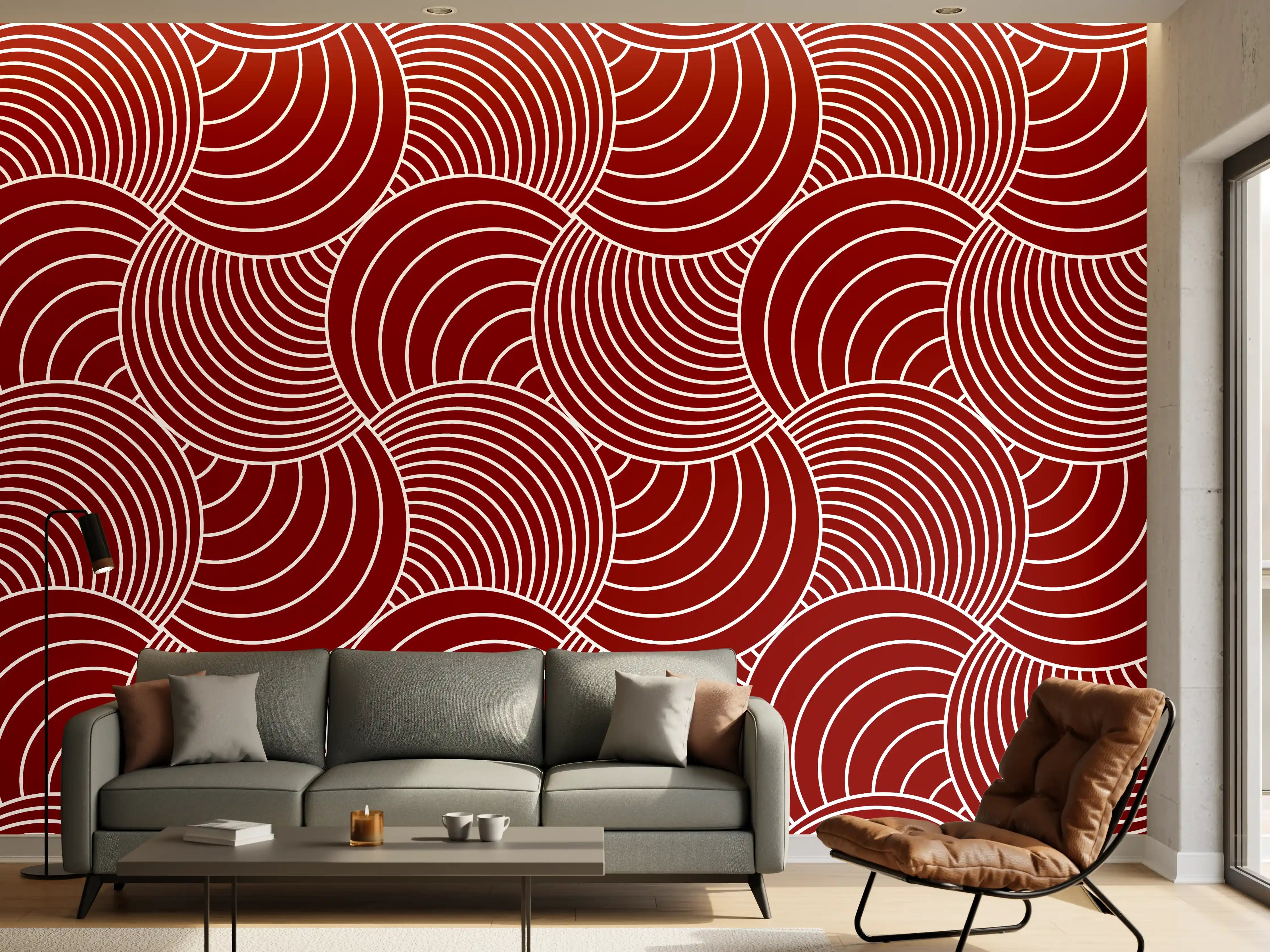 Wandverkleidung Wohnzimmer - Moderne rote Musterfliese