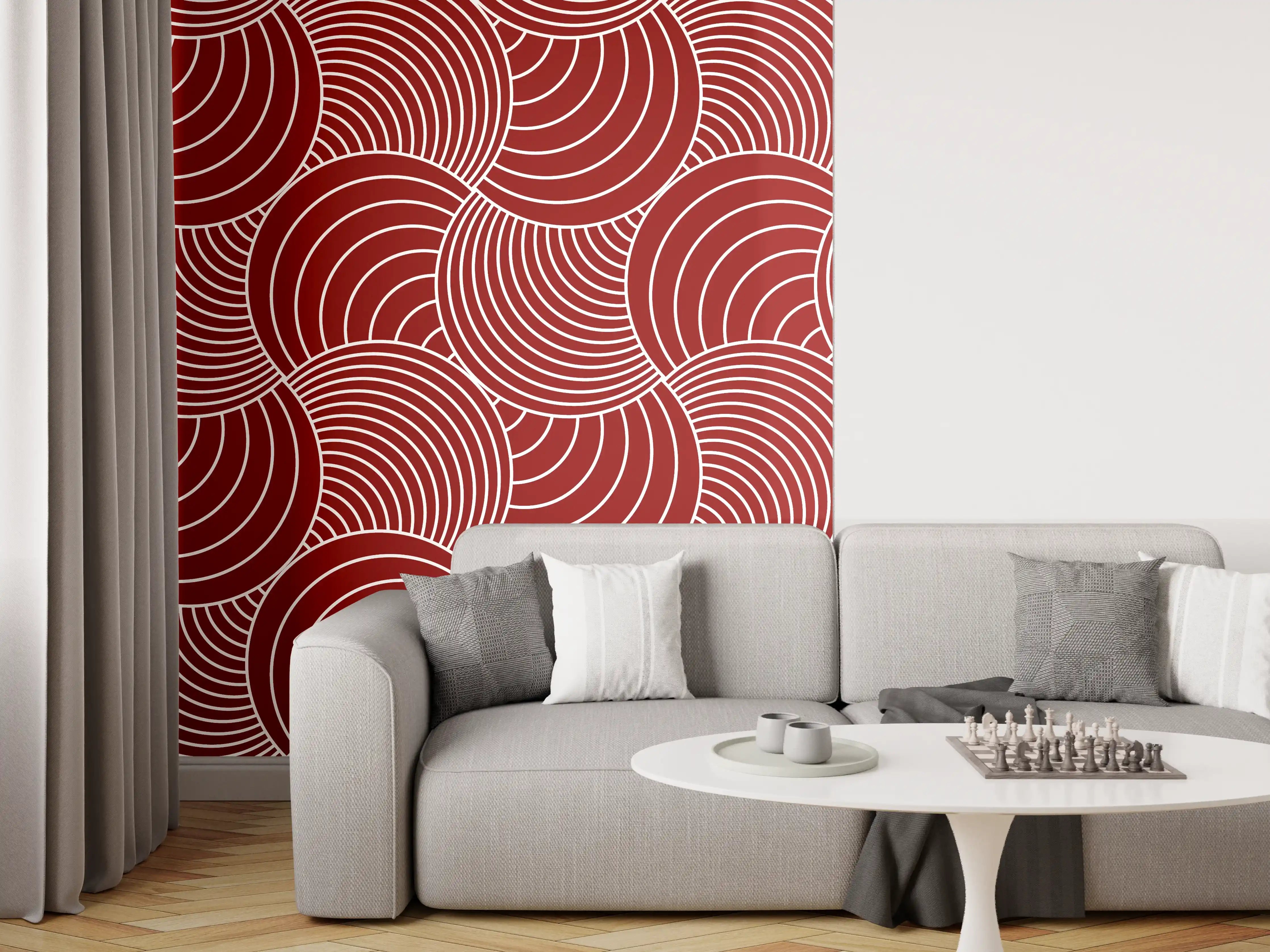Wandverkleidung Wohnzimmer - Moderne rote Musterfliese