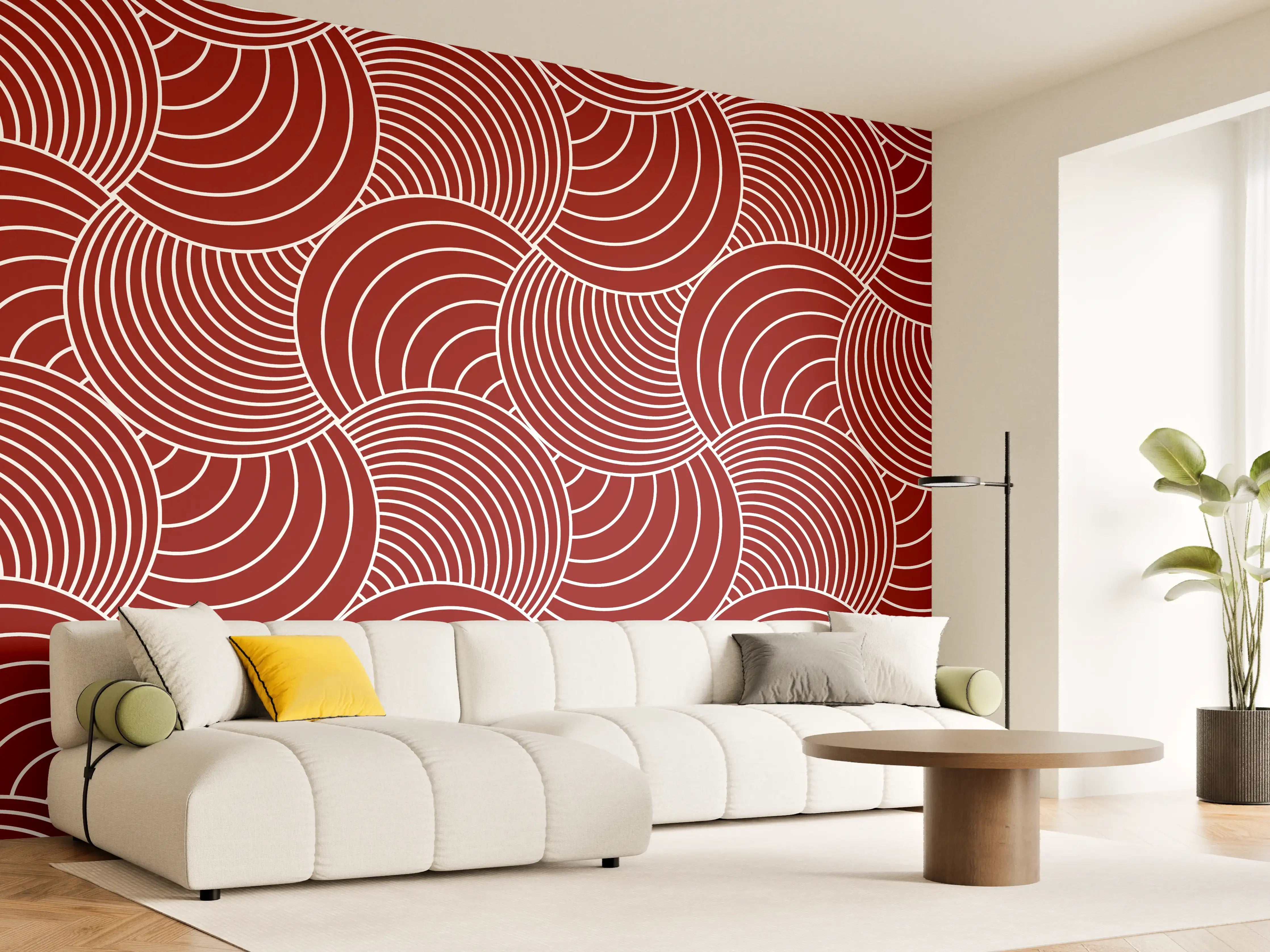 Wandverkleidung Wohnzimmer - Moderne rote Musterfliese
