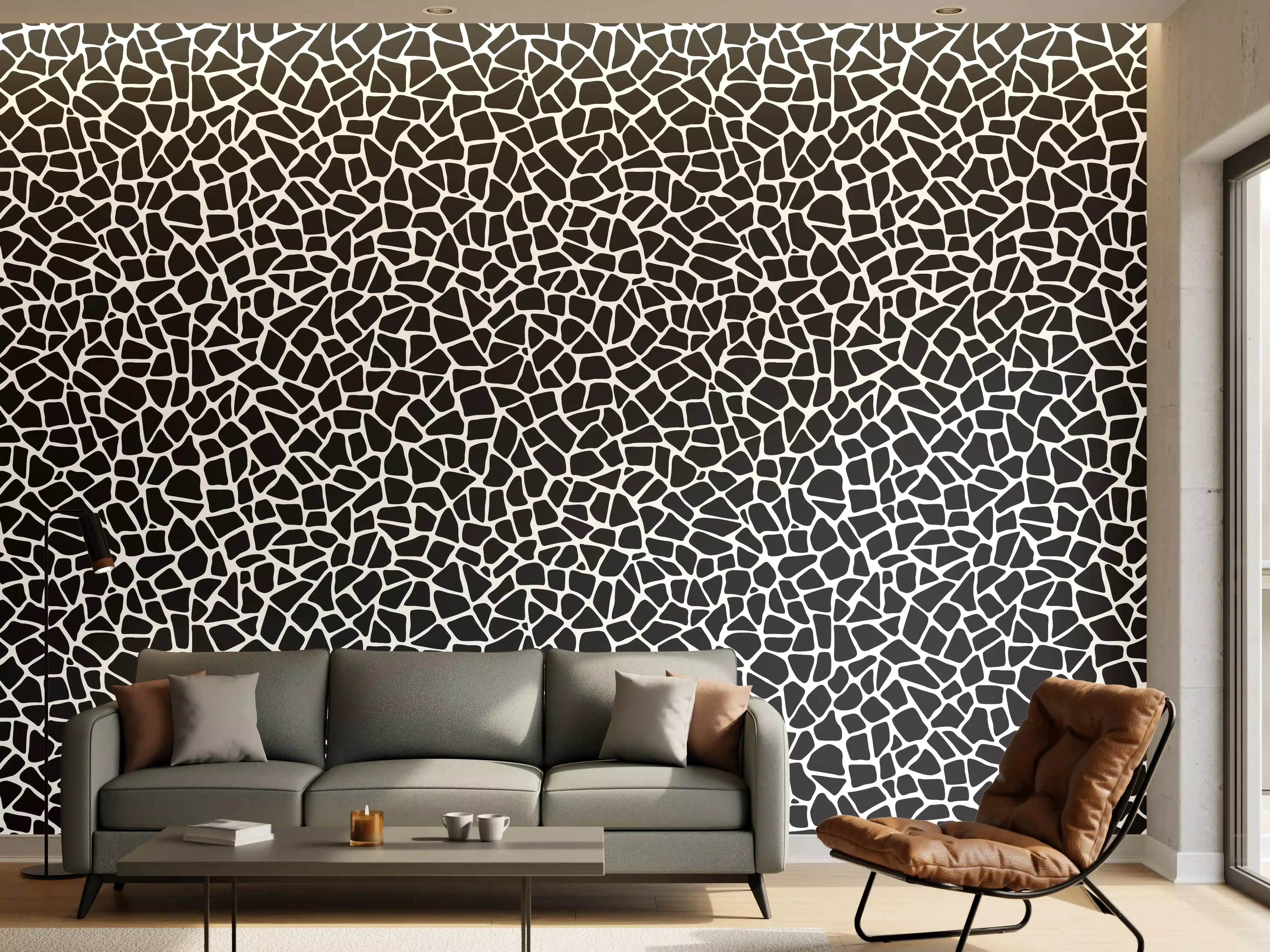 Wandverkleidung Wohnzimmer - Moderne schwarz-weiße Mosaik-Textur