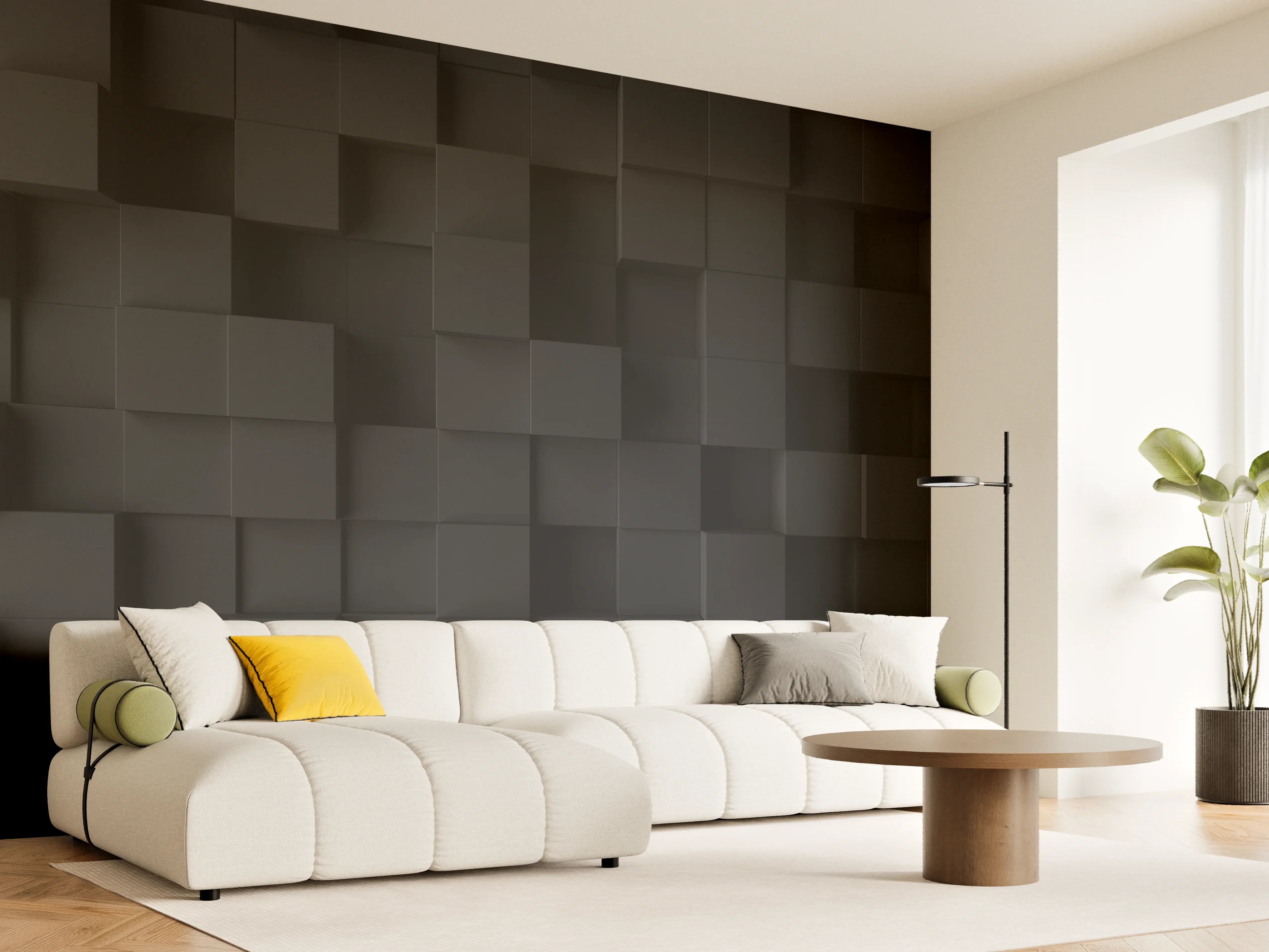 Wandverkleidung Wohnzimmer - Moderne schwarze 3D-Wandpaneele