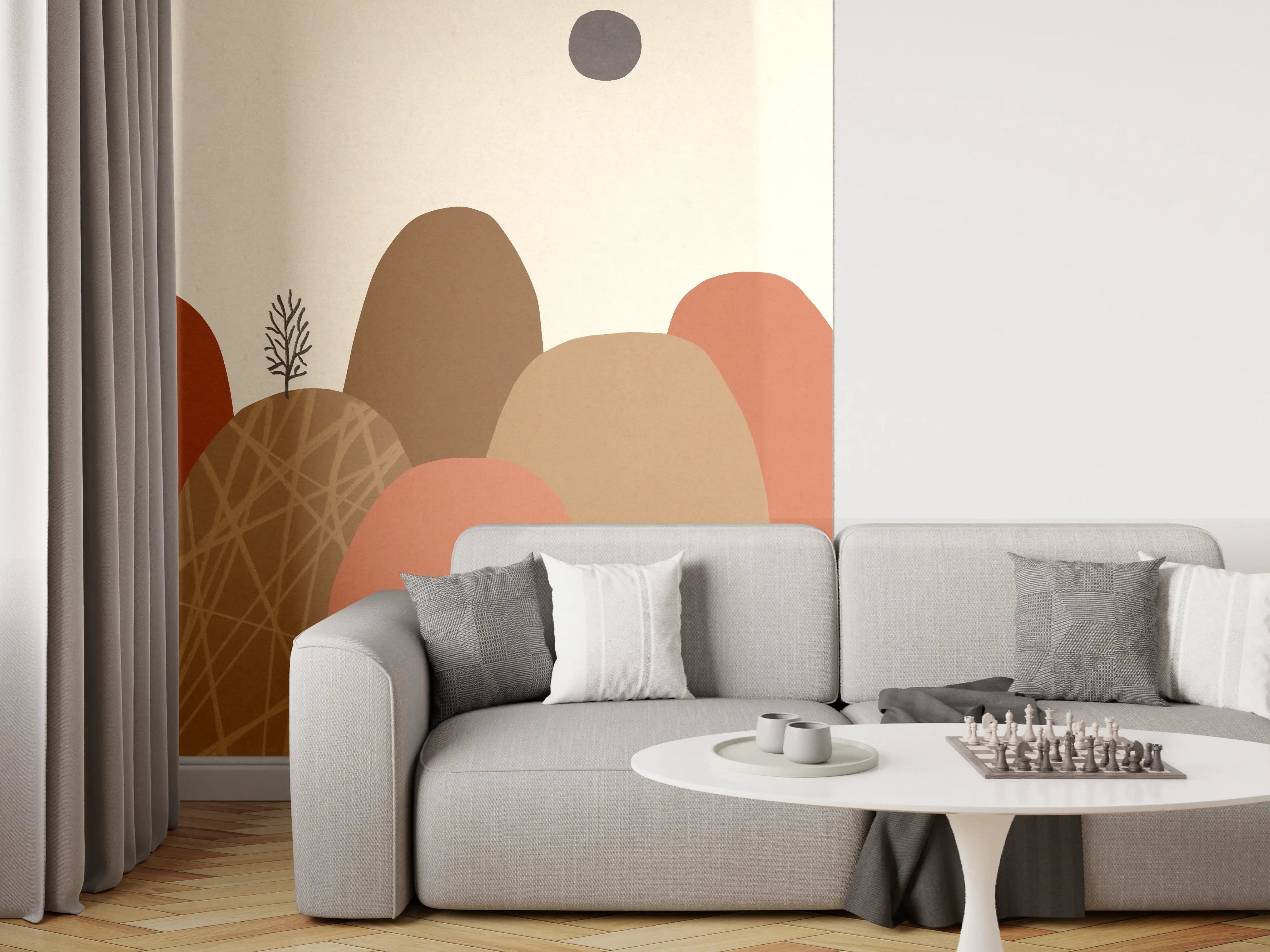 Wandverkleidung Wohnzimmer - Moderne, abstrakte Naturkunst