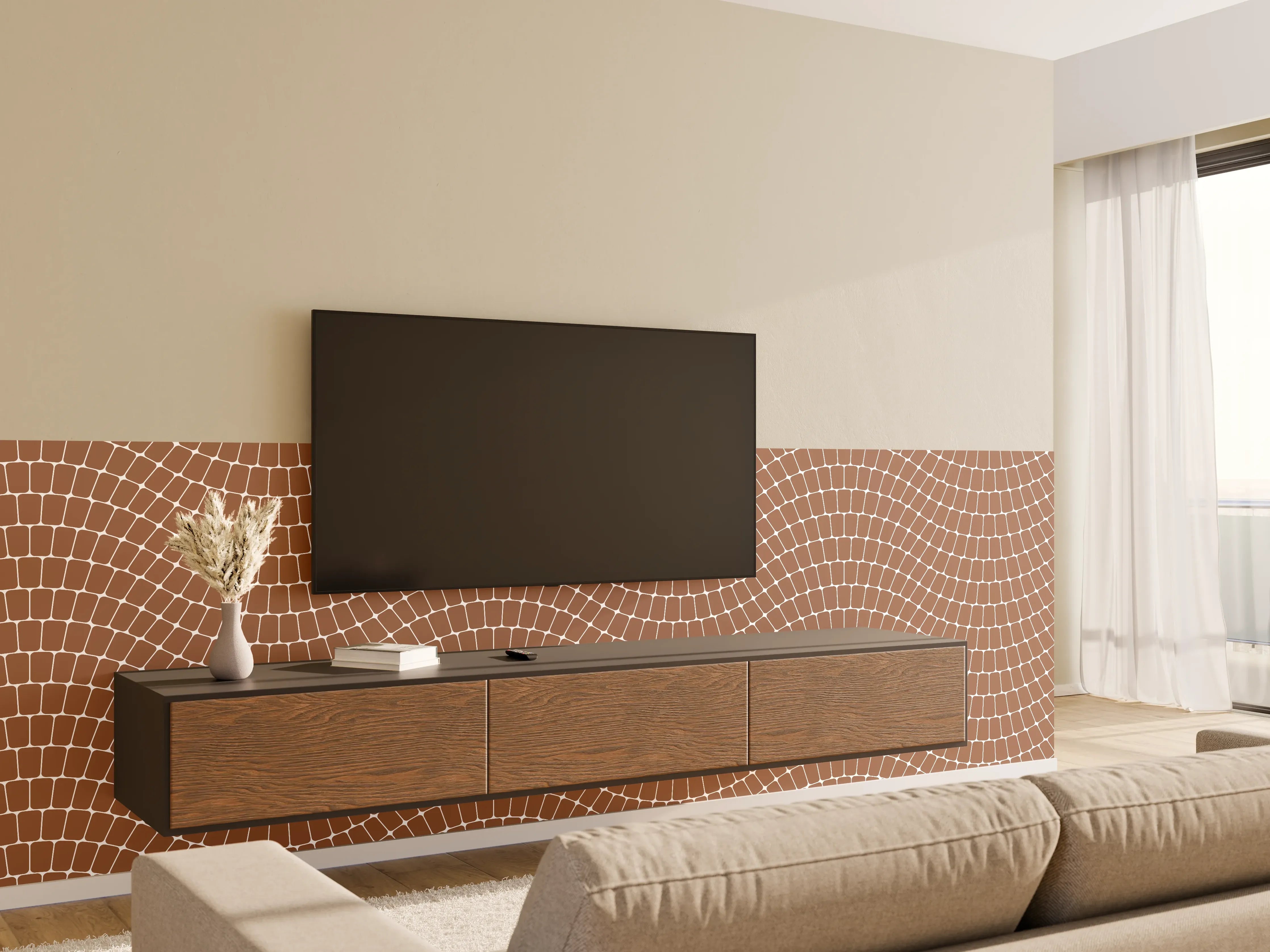 Wandverkleidung Wohnzimmer - Moderne, braune Mosaikfliese