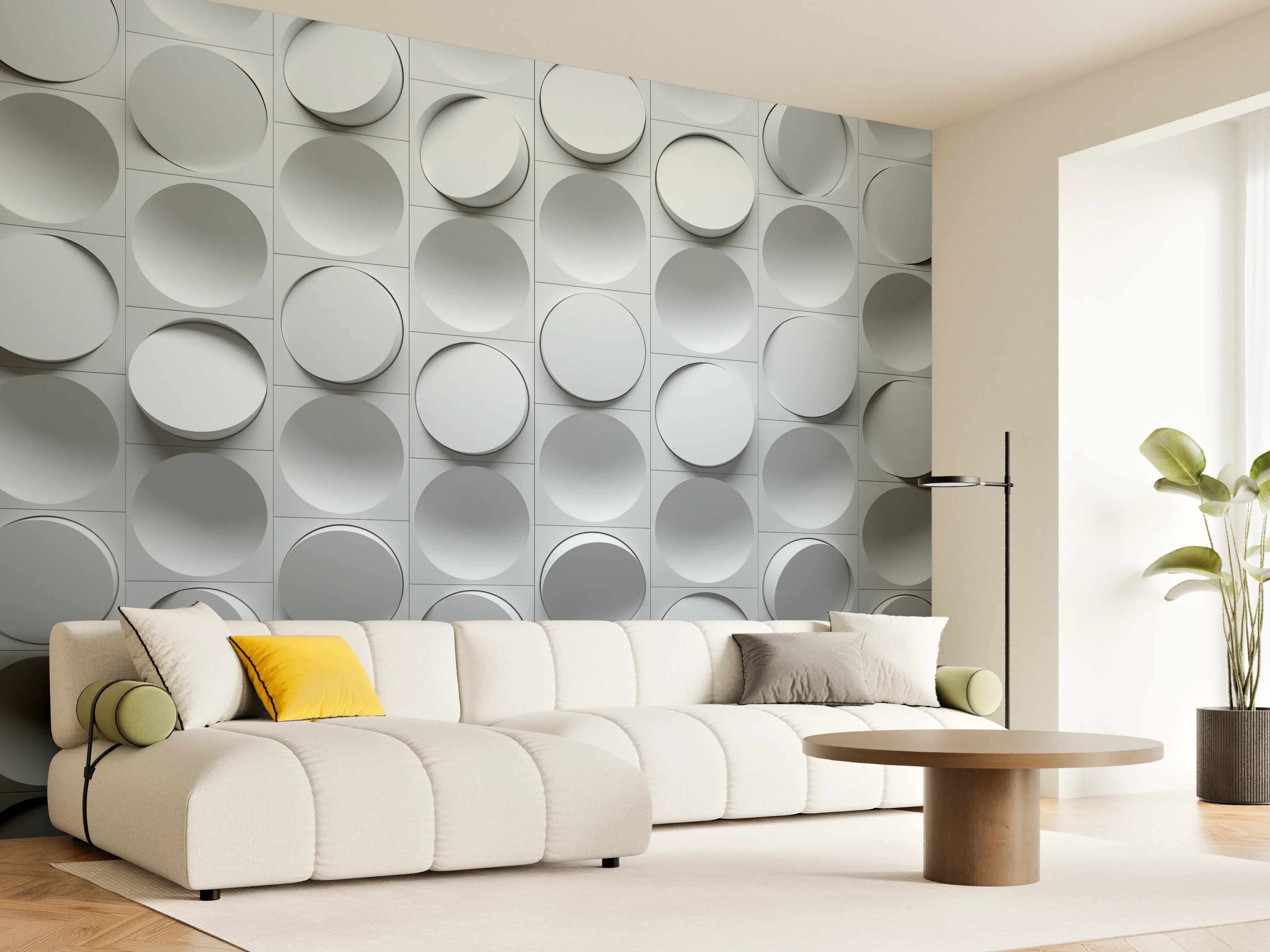 Wandverkleidung Wohnzimmer - Moderne, graue Wanddekoration