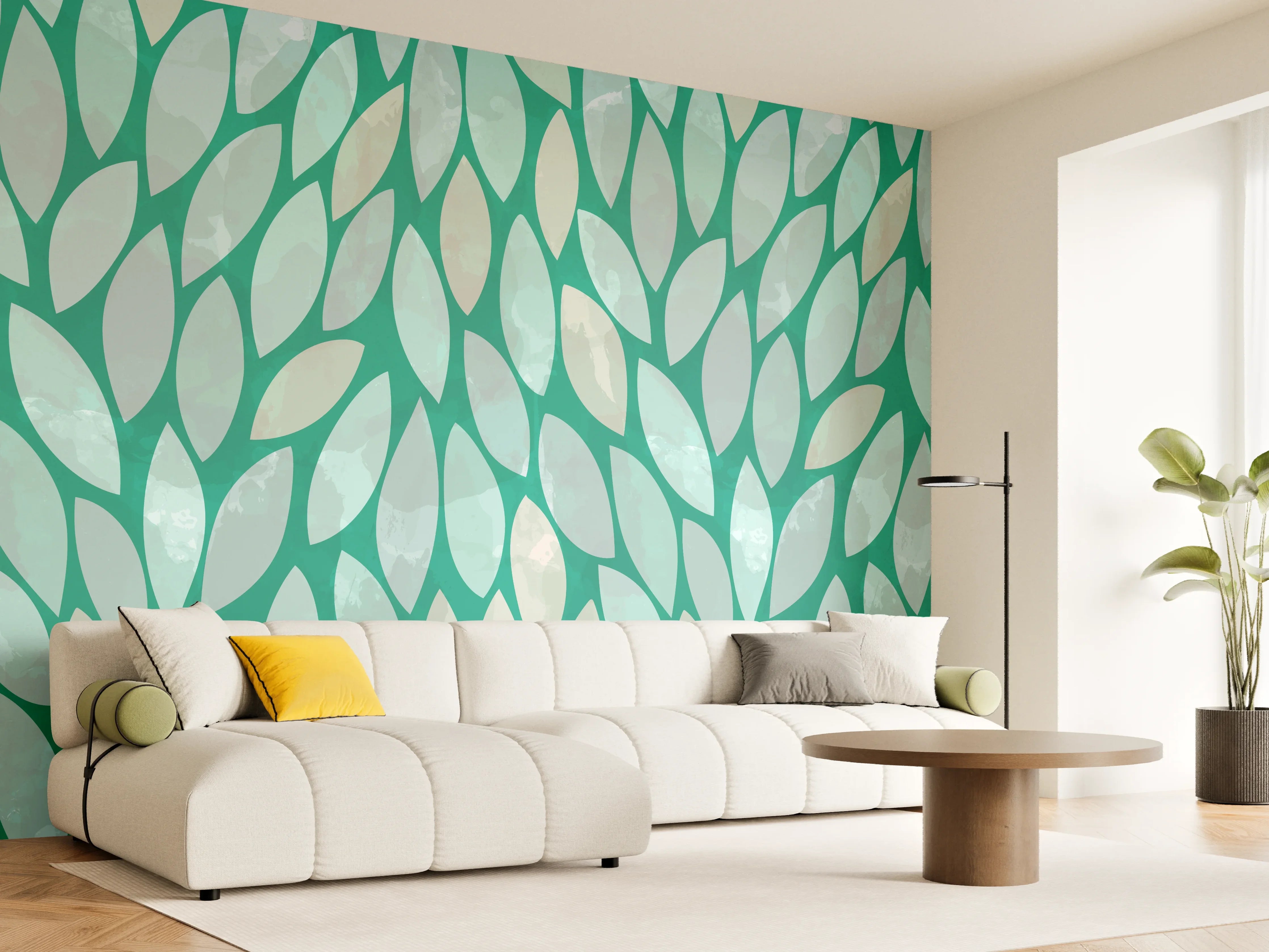 Wandverkleidung Wohnzimmer - Moderne, grüne Musterwanddekoration