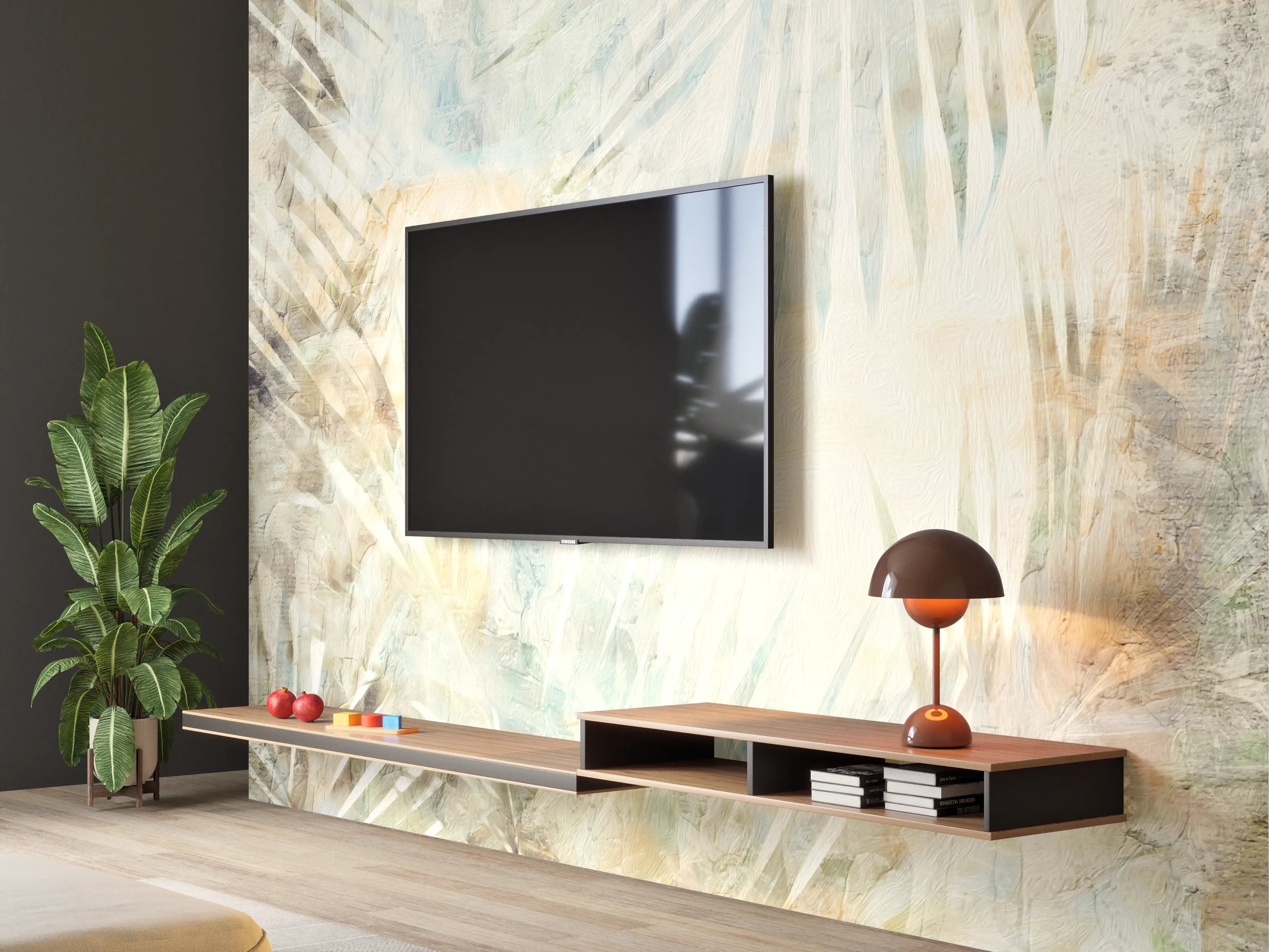 Wandverkleidung Wohnzimmer - Moderne, helle Naturgestaltung