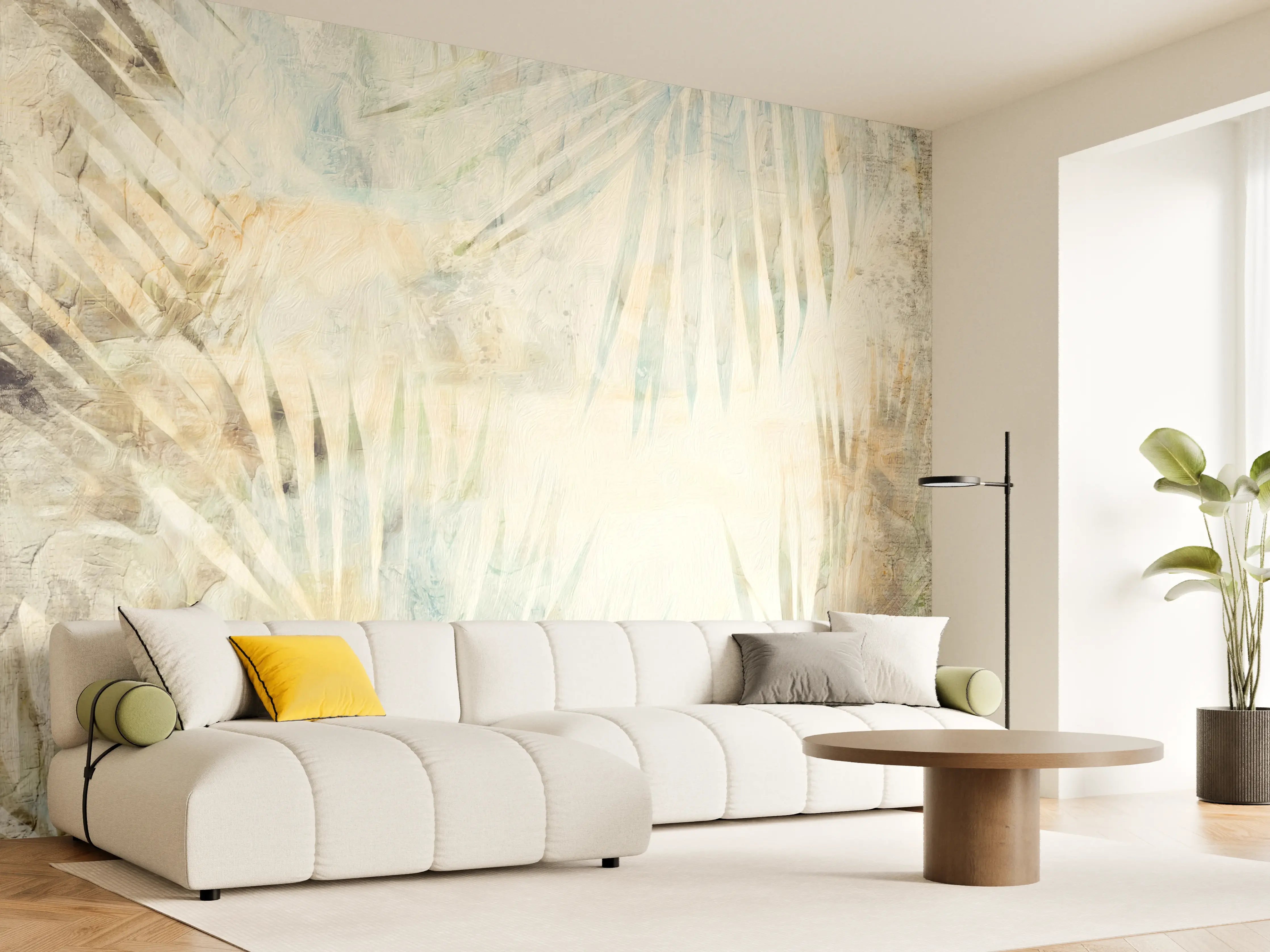 Wandverkleidung Wohnzimmer - Moderne, helle Naturgestaltung