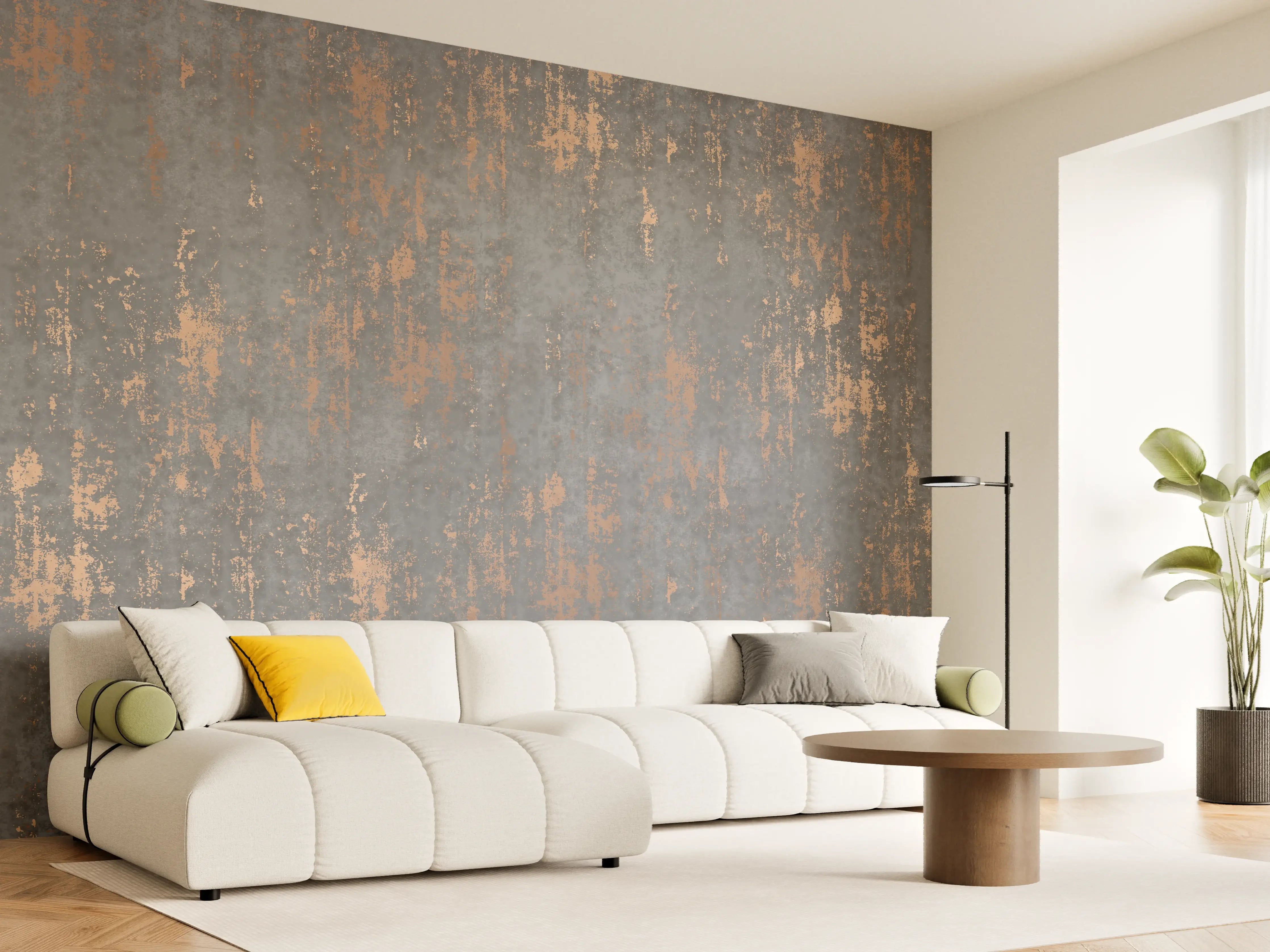 Wandverkleidung Wohnzimmer - Moderne, rostige Metalloberfläche