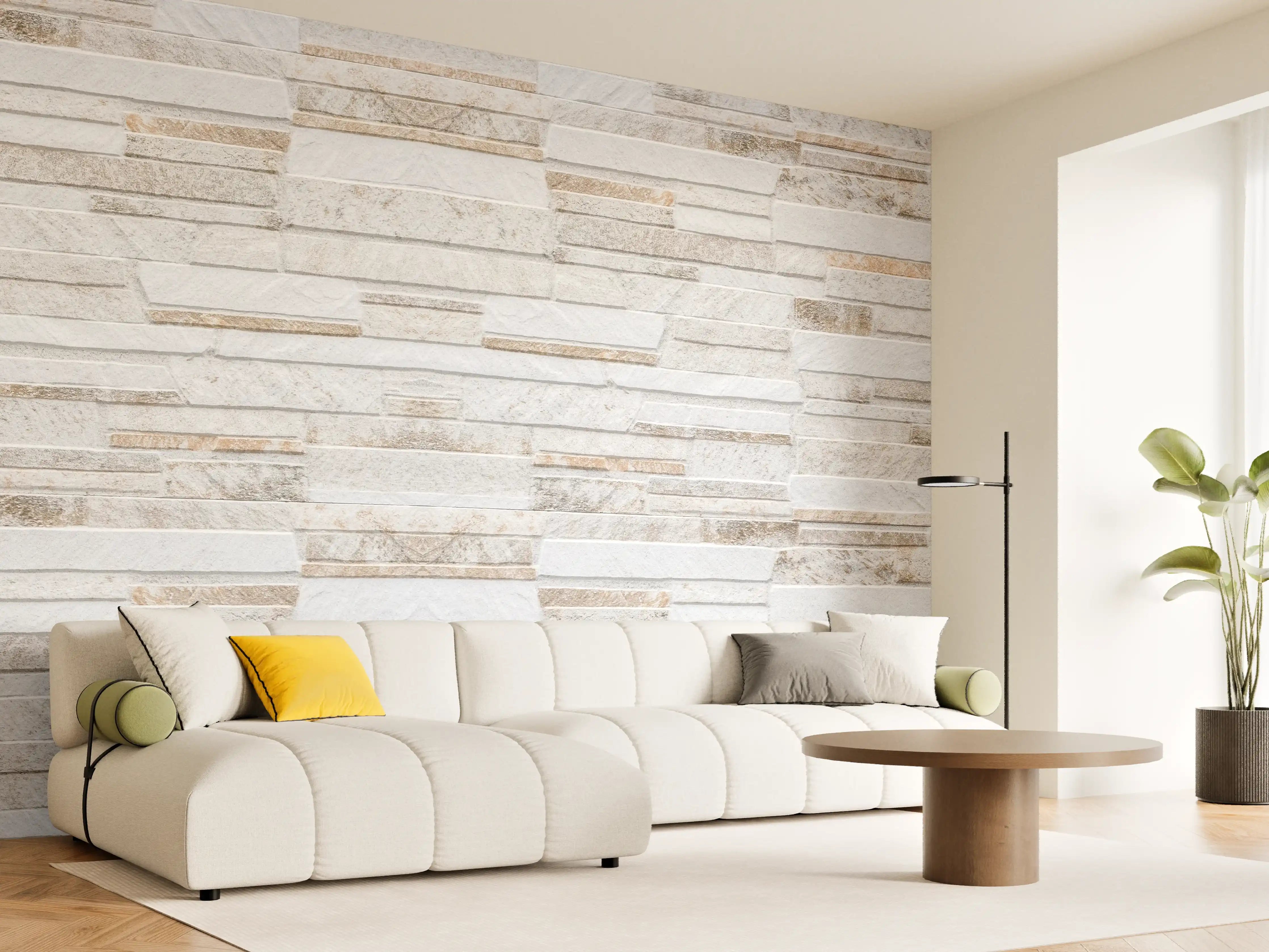 Wandverkleidung Wohnzimmer - Modernen braunen Steinmauer