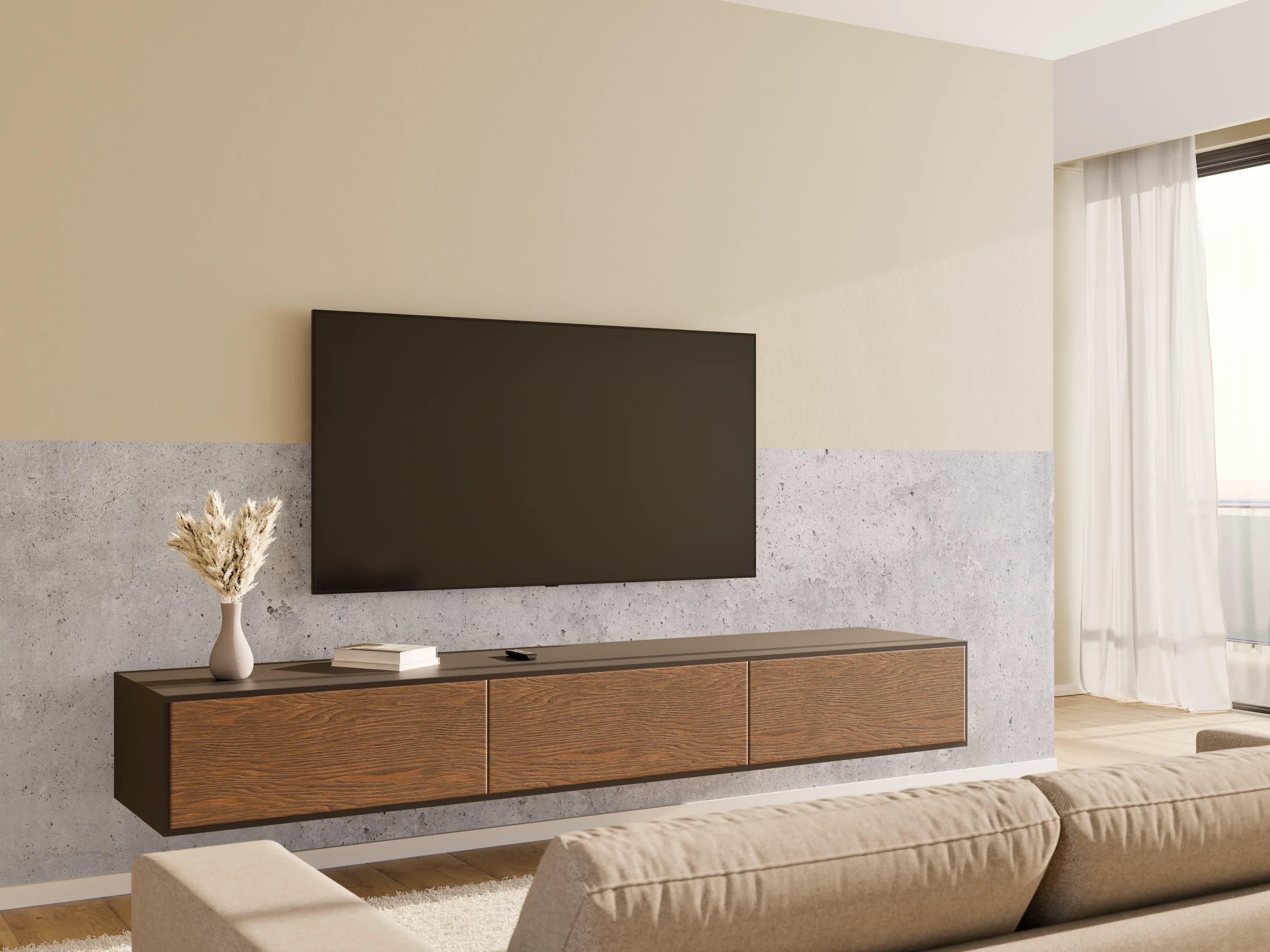 Wandverkleidung Wohnzimmer - Moderner Betonwand-Look