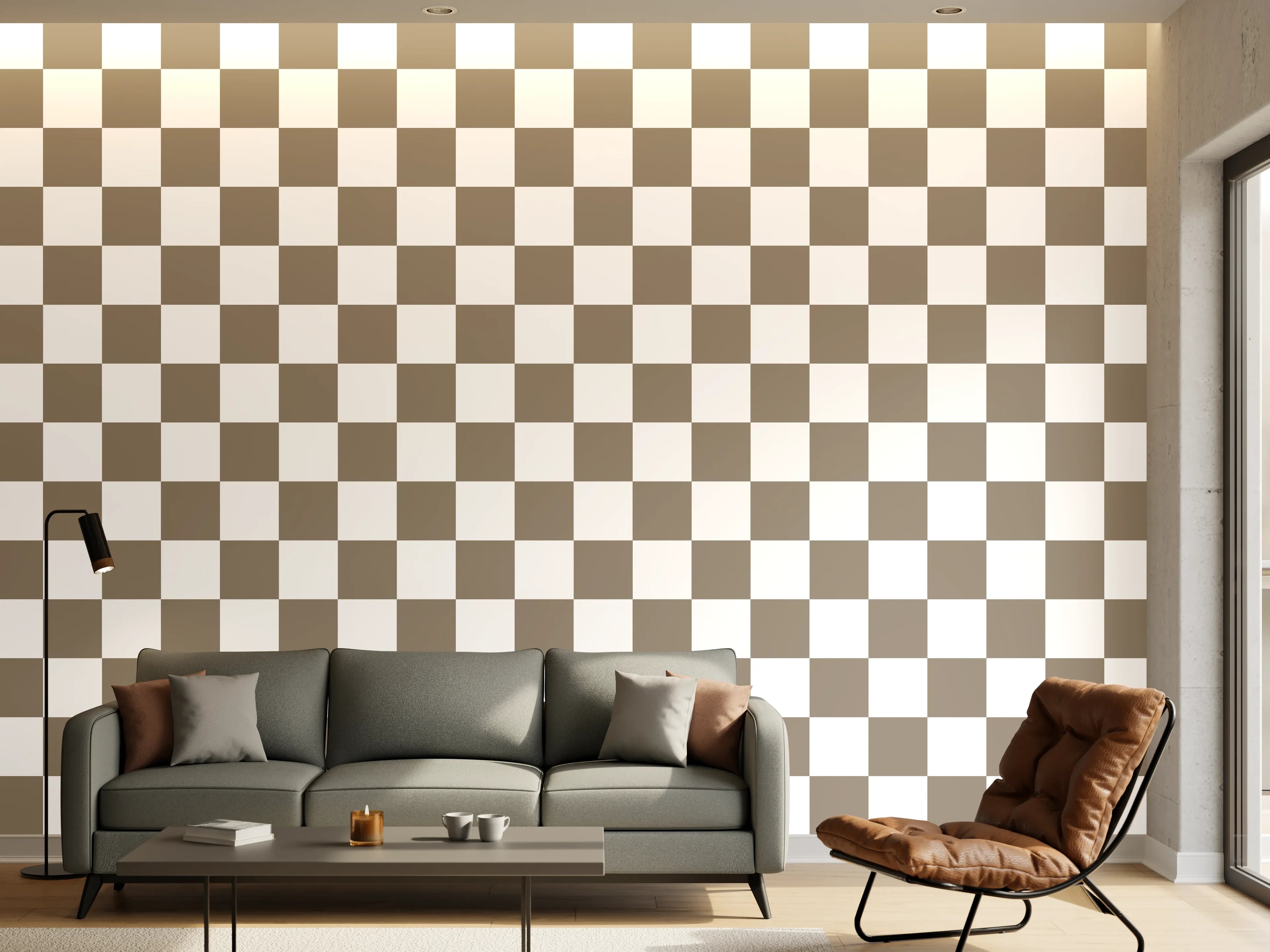 Wandverkleidung Wohnzimmer - Moderner Fliesenboden in neutralen Tönen