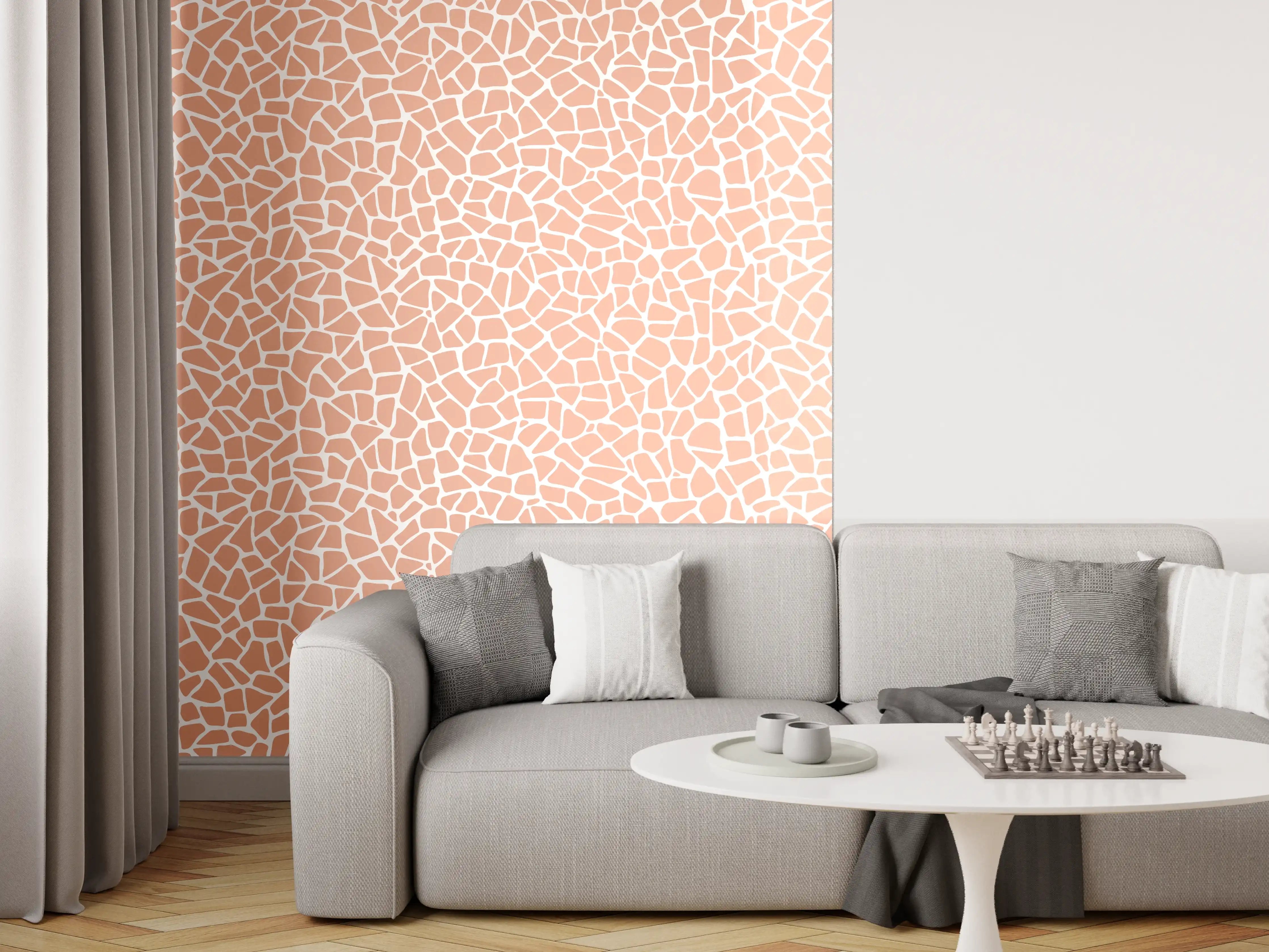Wandverkleidung Wohnzimmer - Moderner Mosaik-Design in sanften Tönen